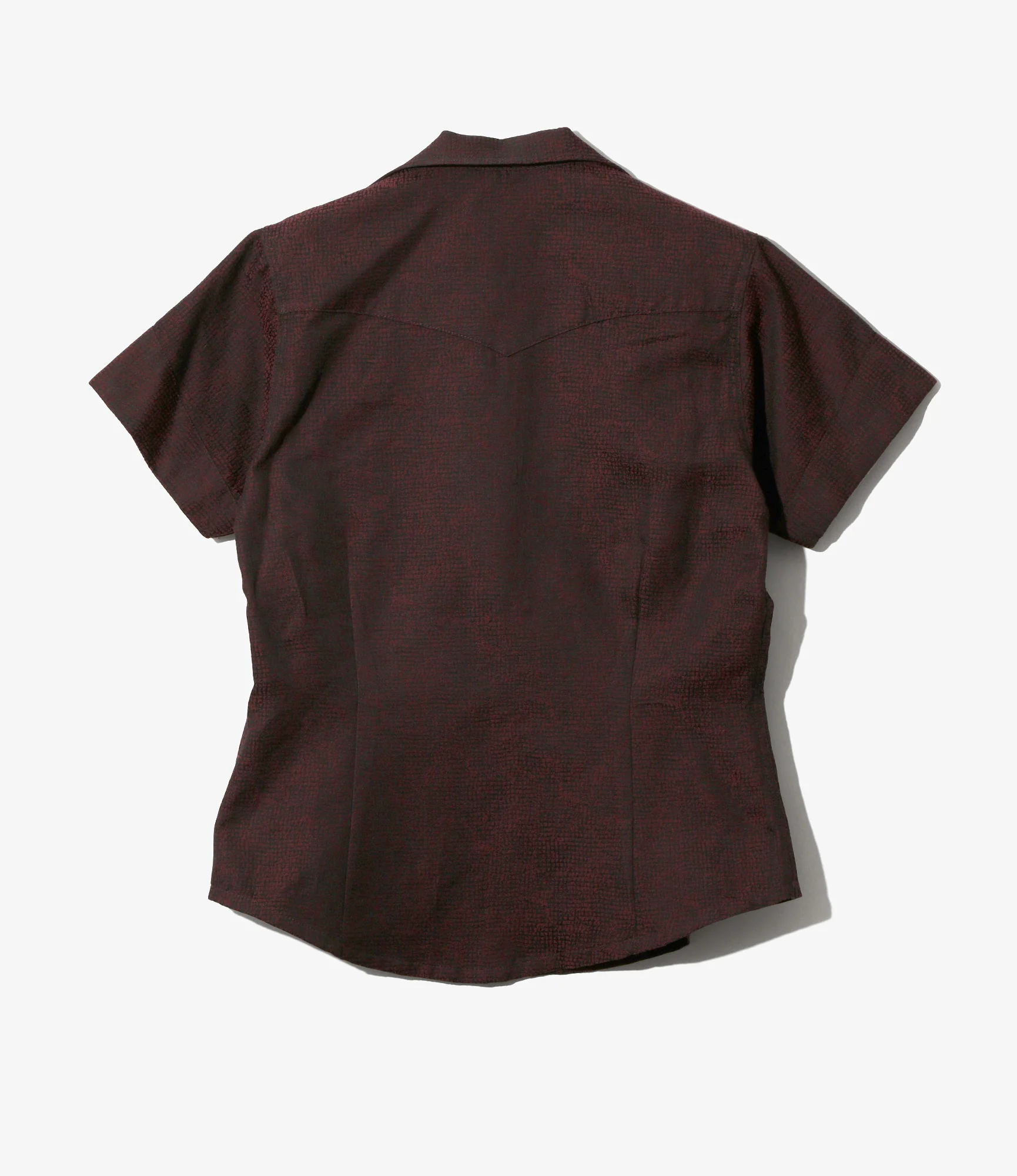 Women's S/S Western Blouse - Burgundy - Micro Shadow Plaid - Image 3