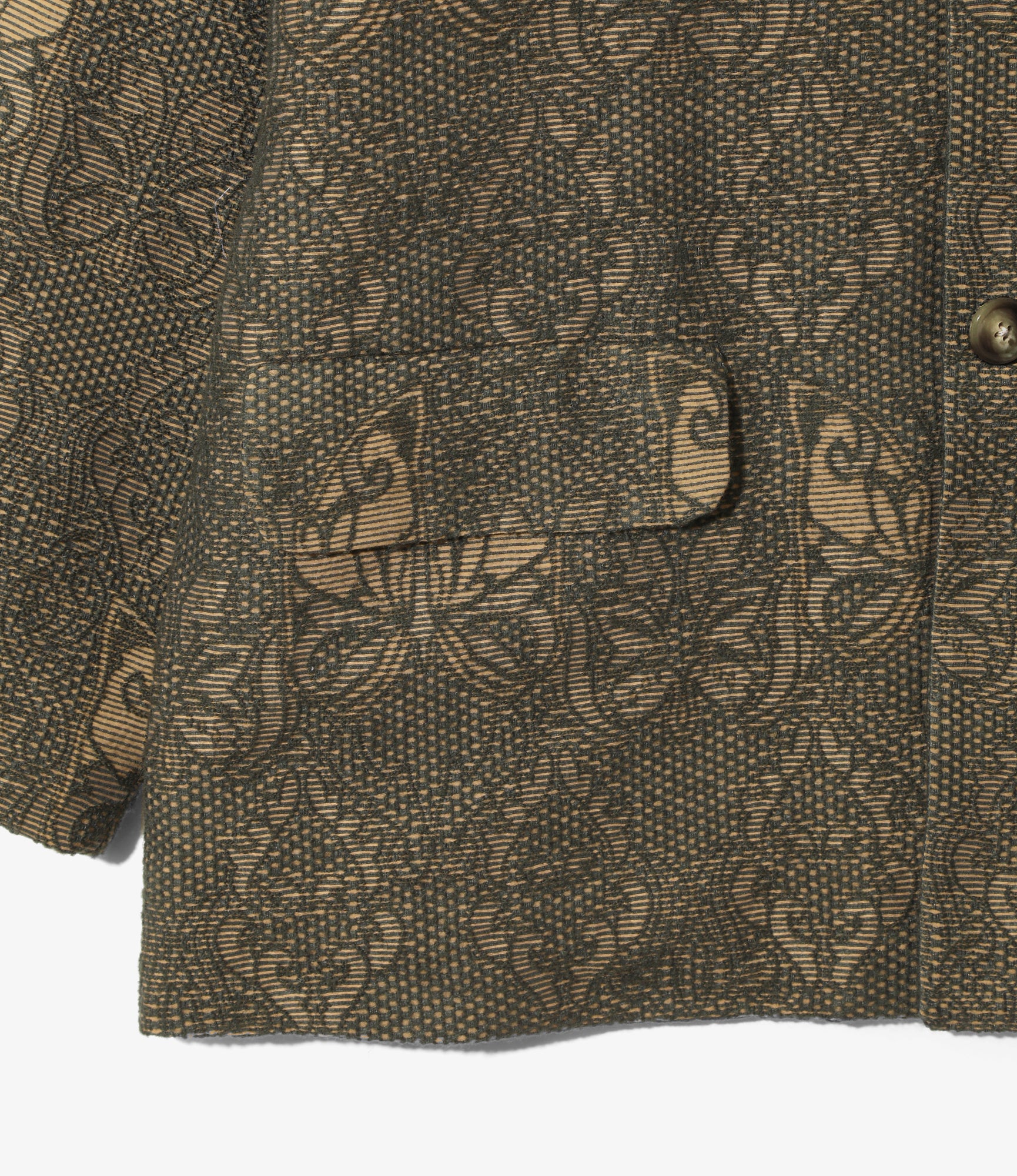 Stand Collar Jacket - Green - Papillon Jacquard - Image 3