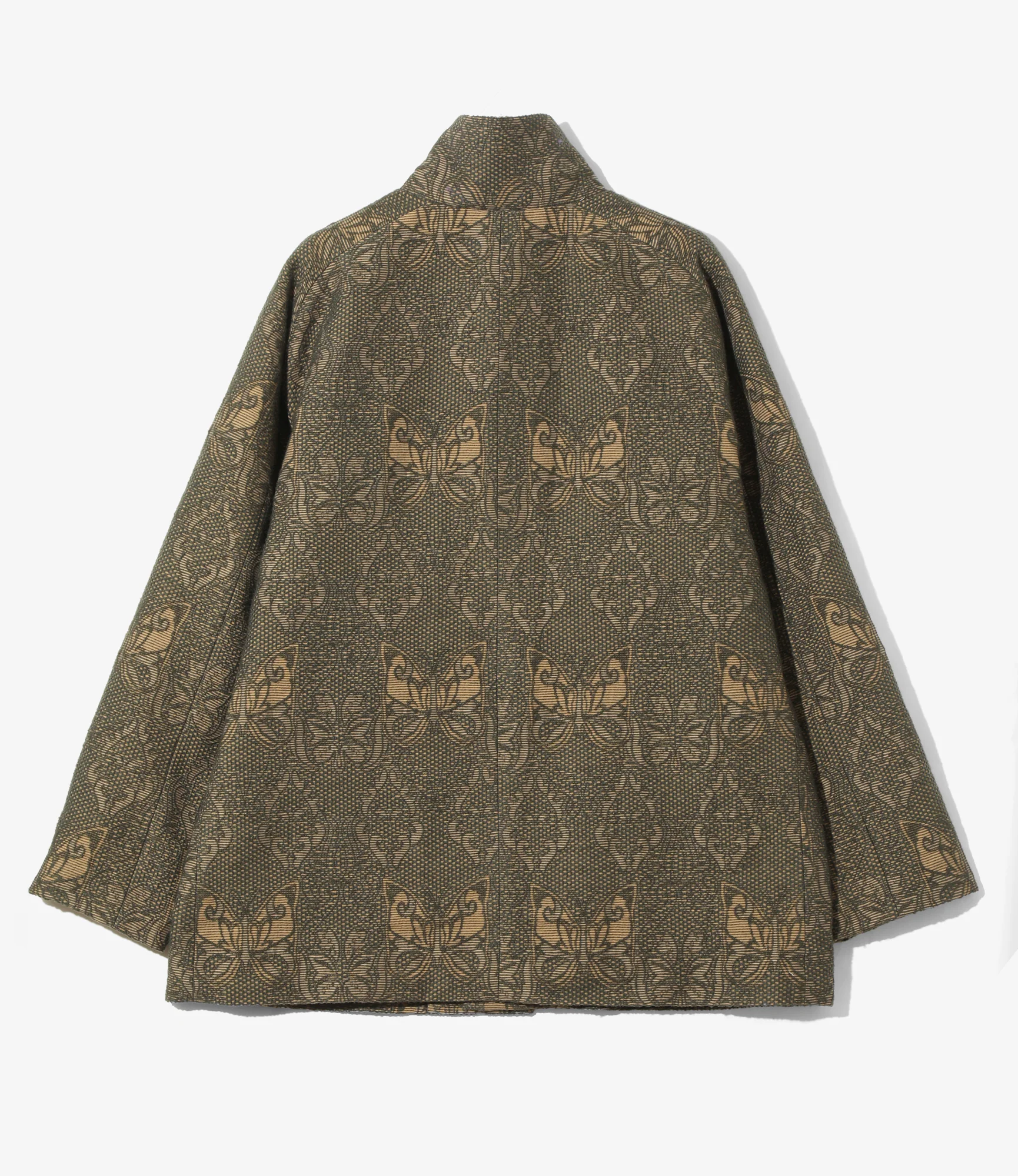 Stand Collar Jacket - Green - Papillon Jacquard - Image 4