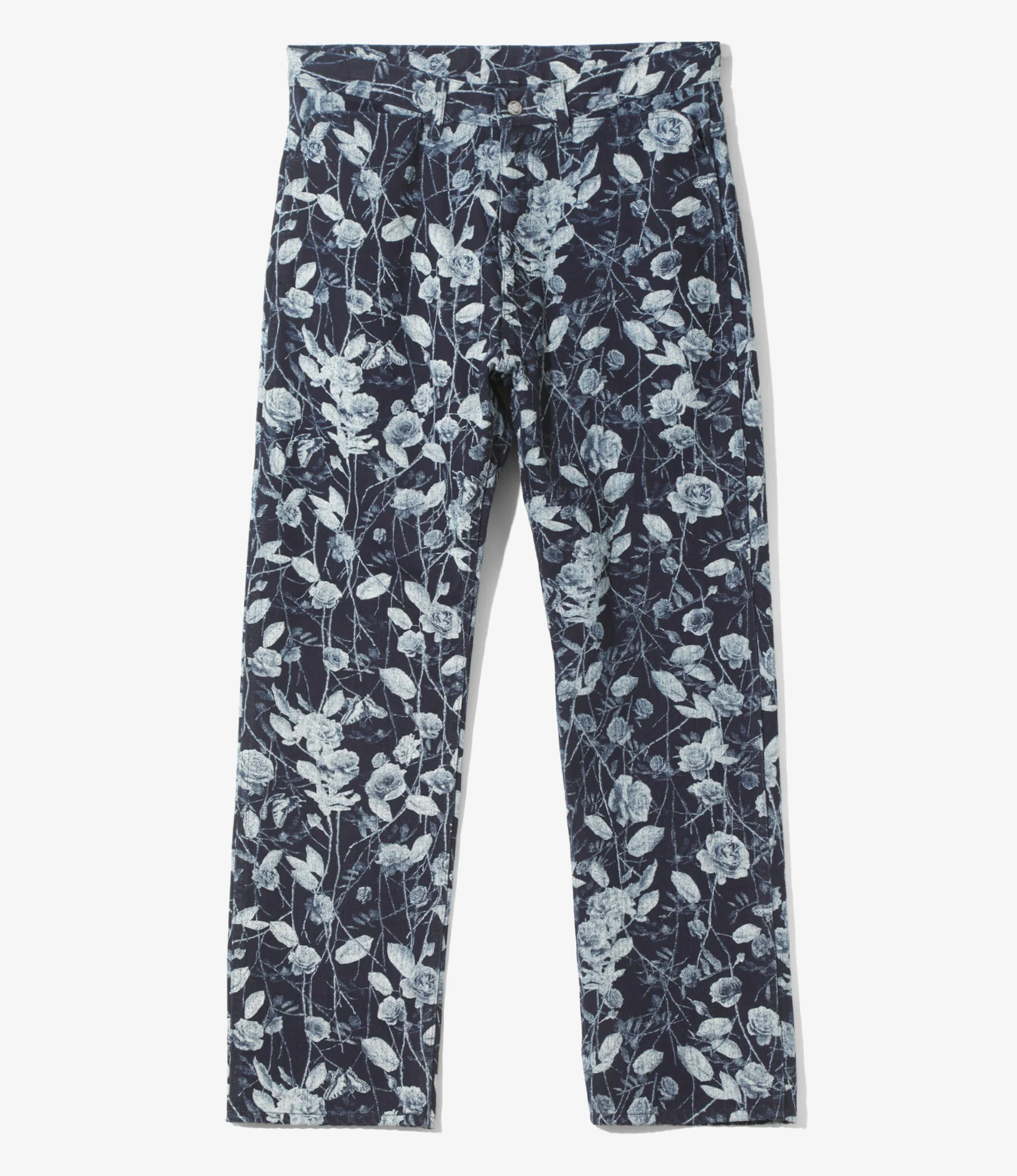 Women's Straight Jean - Indigo - 13oz Denim / Rose Printed