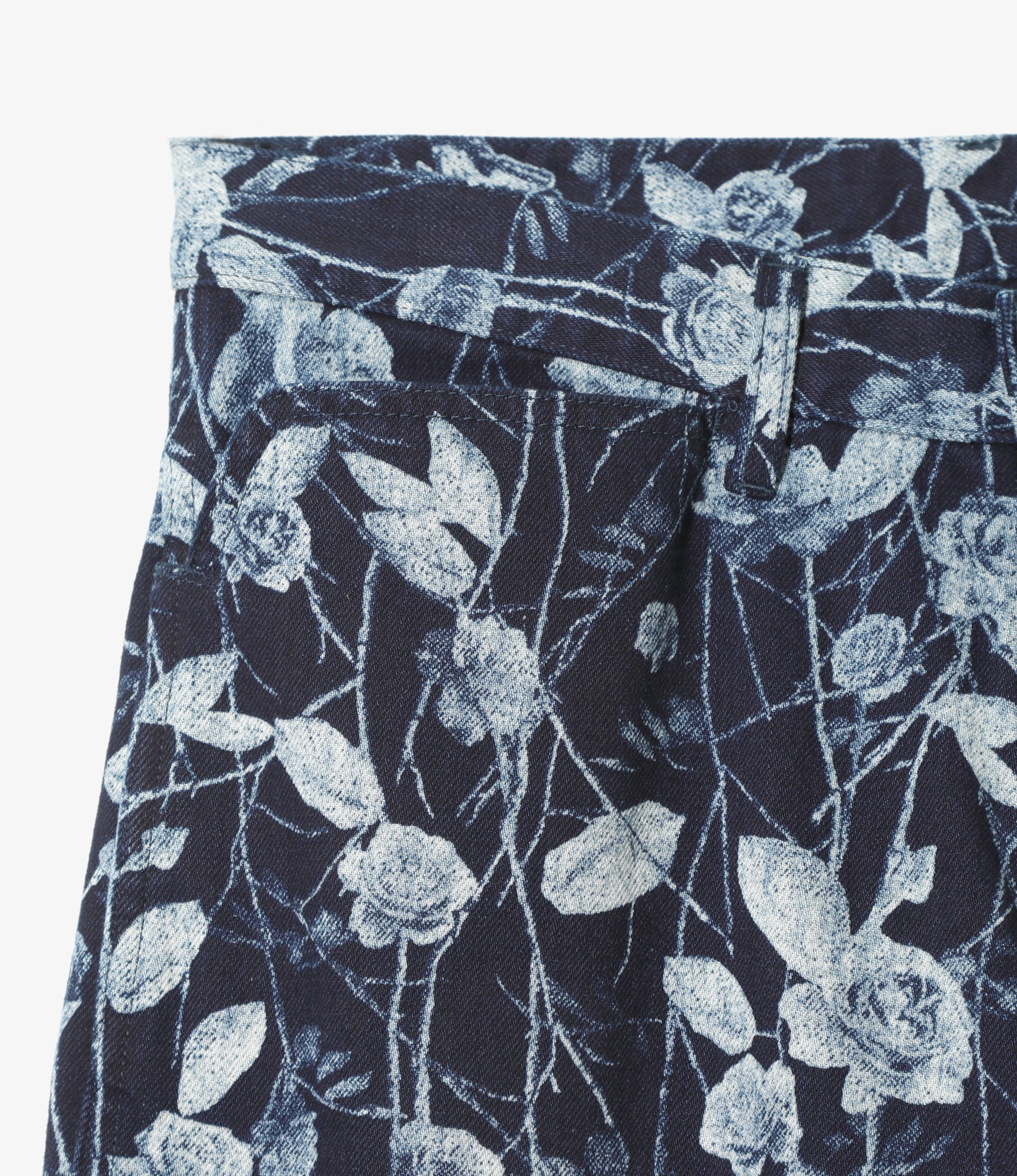 Women's Straight Jean - Indigo - 13oz Denim / Rose Printed - Image 2