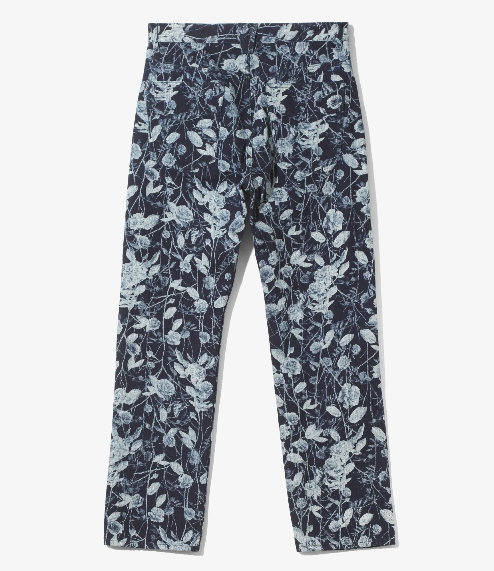 Women's Straight Jean - Indigo - 13oz Denim / Rose Printed - Image 4