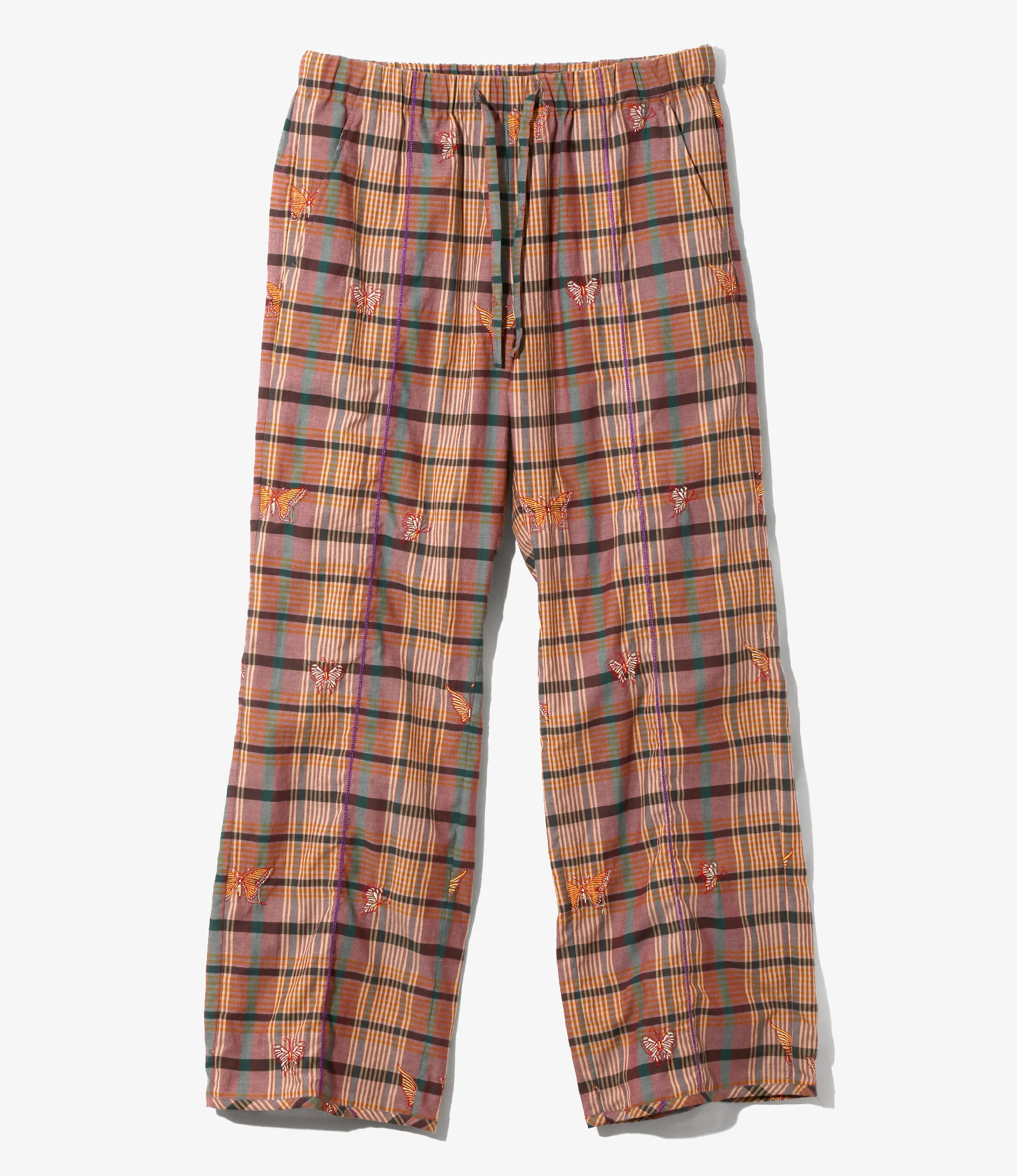 Women's String Easy Pant - Yellow - Embroidered Madras Plaid