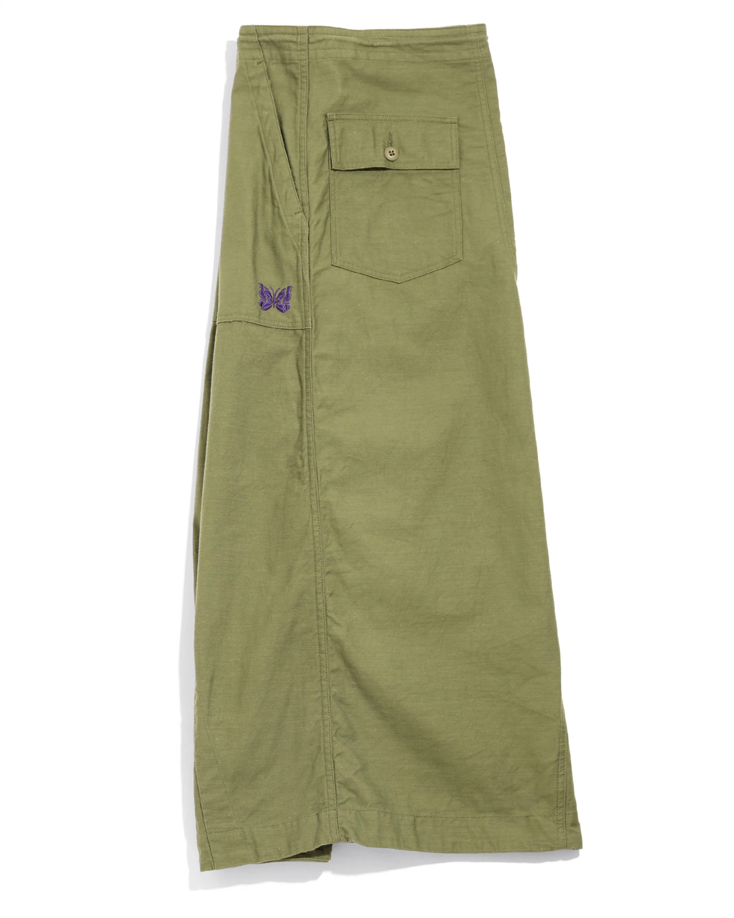 Women's String Fatigue Skirt - Olive - Reversed Sateen - Image 4