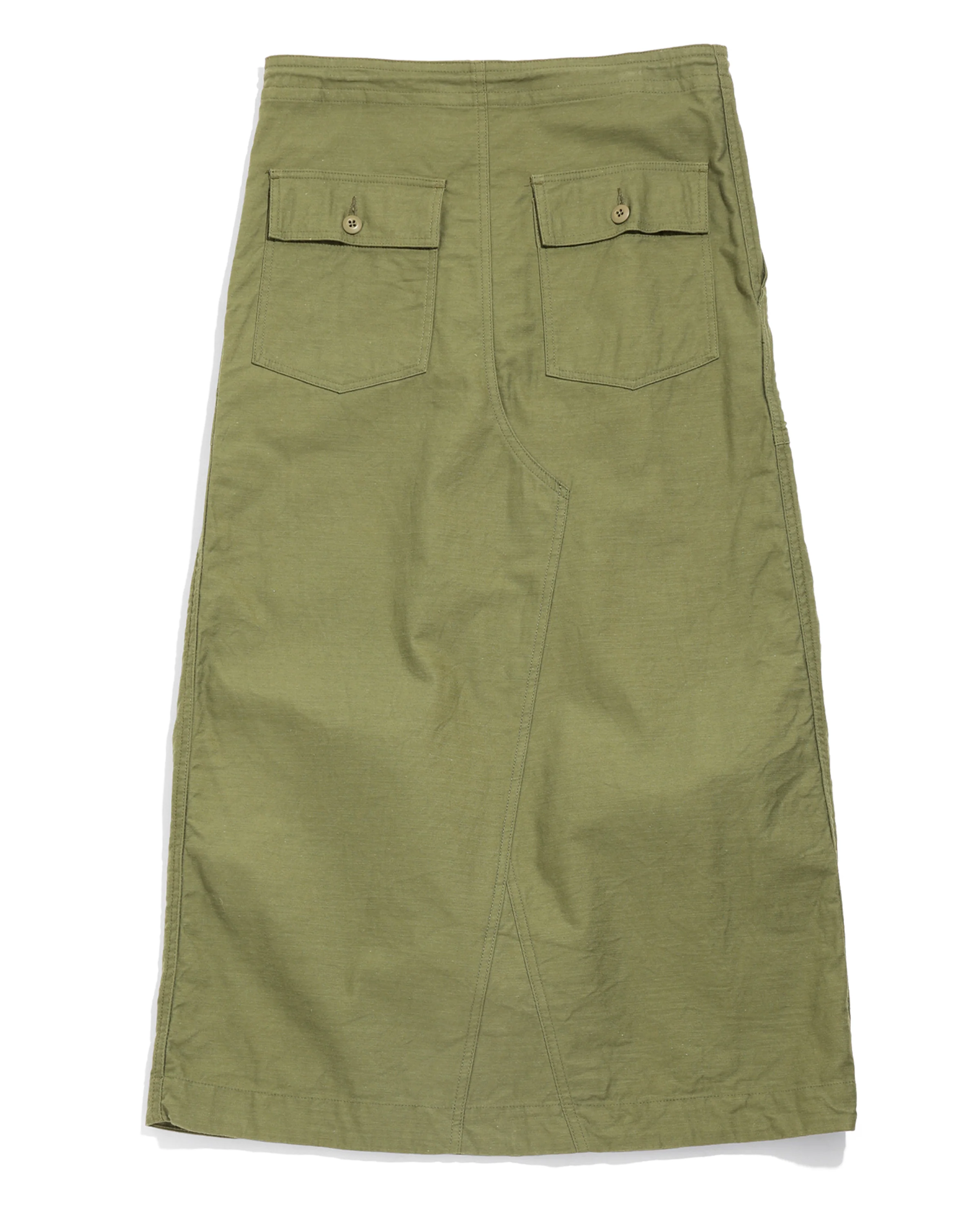 Women's String Fatigue Skirt - Olive - Reversed Sateen - Image 5