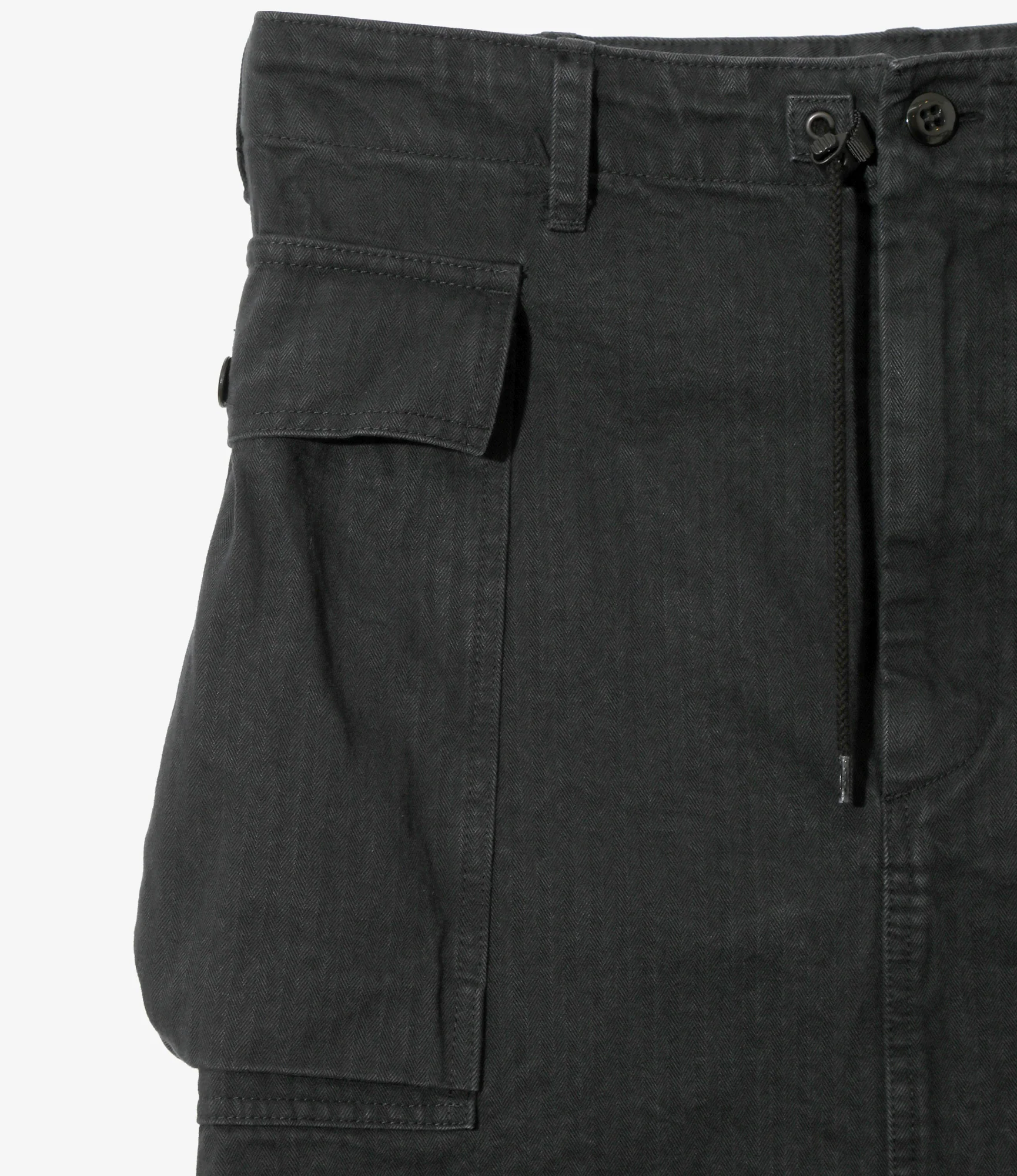 Women's String Field Skirt - Black - Cotton Herringbone - Image 2