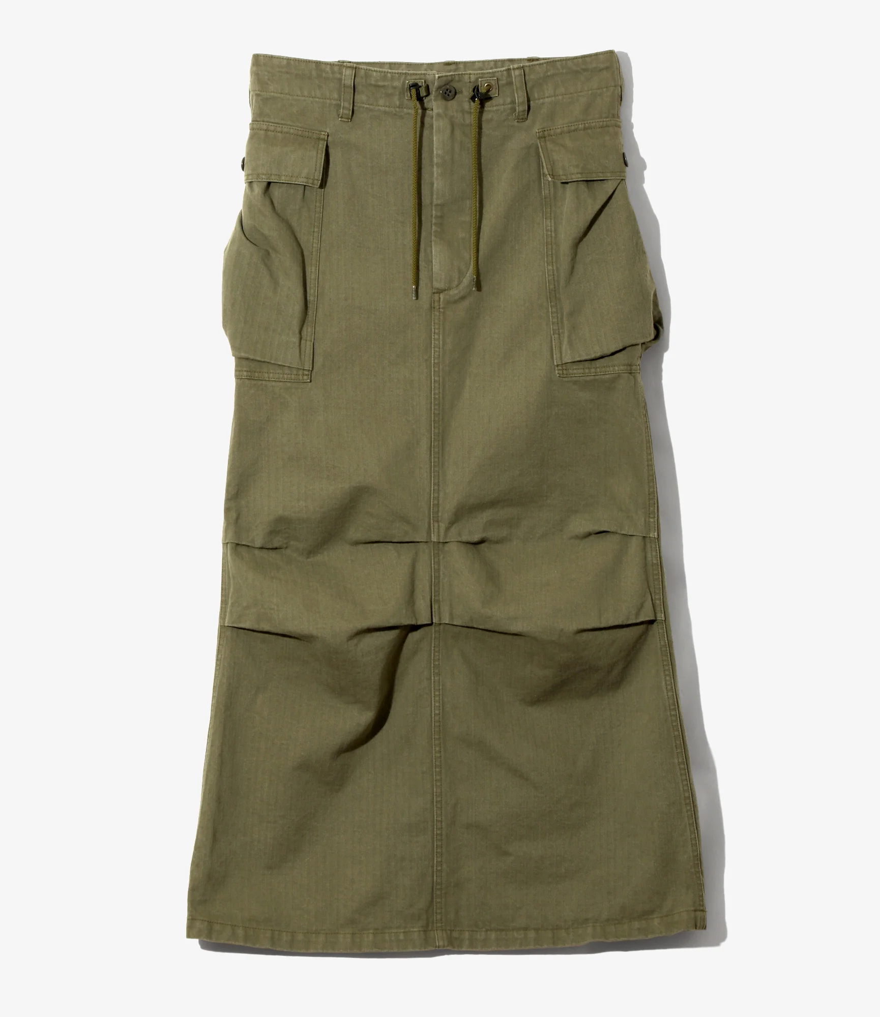 Women's String Field Skirt - Olive - Cotton Herringbone