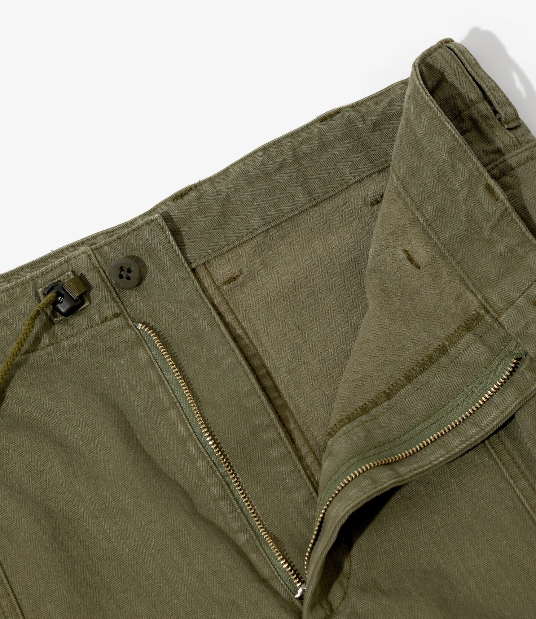 Women's String Field Skirt - Olive - Cotton Herringbone - Image 4