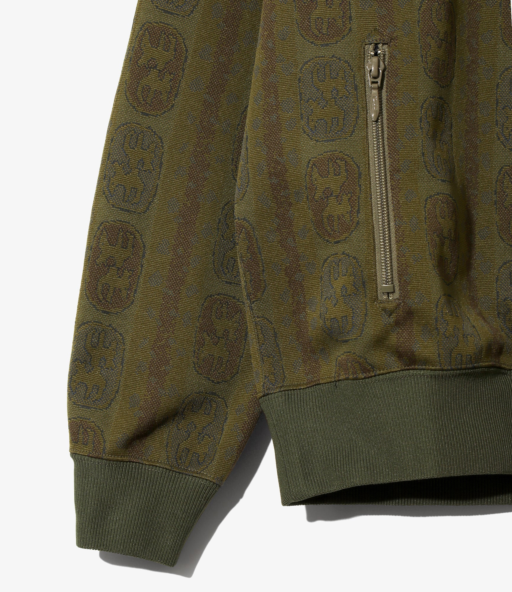 Women's Track Jacket - Olive - Poly Jacquard - Image 3