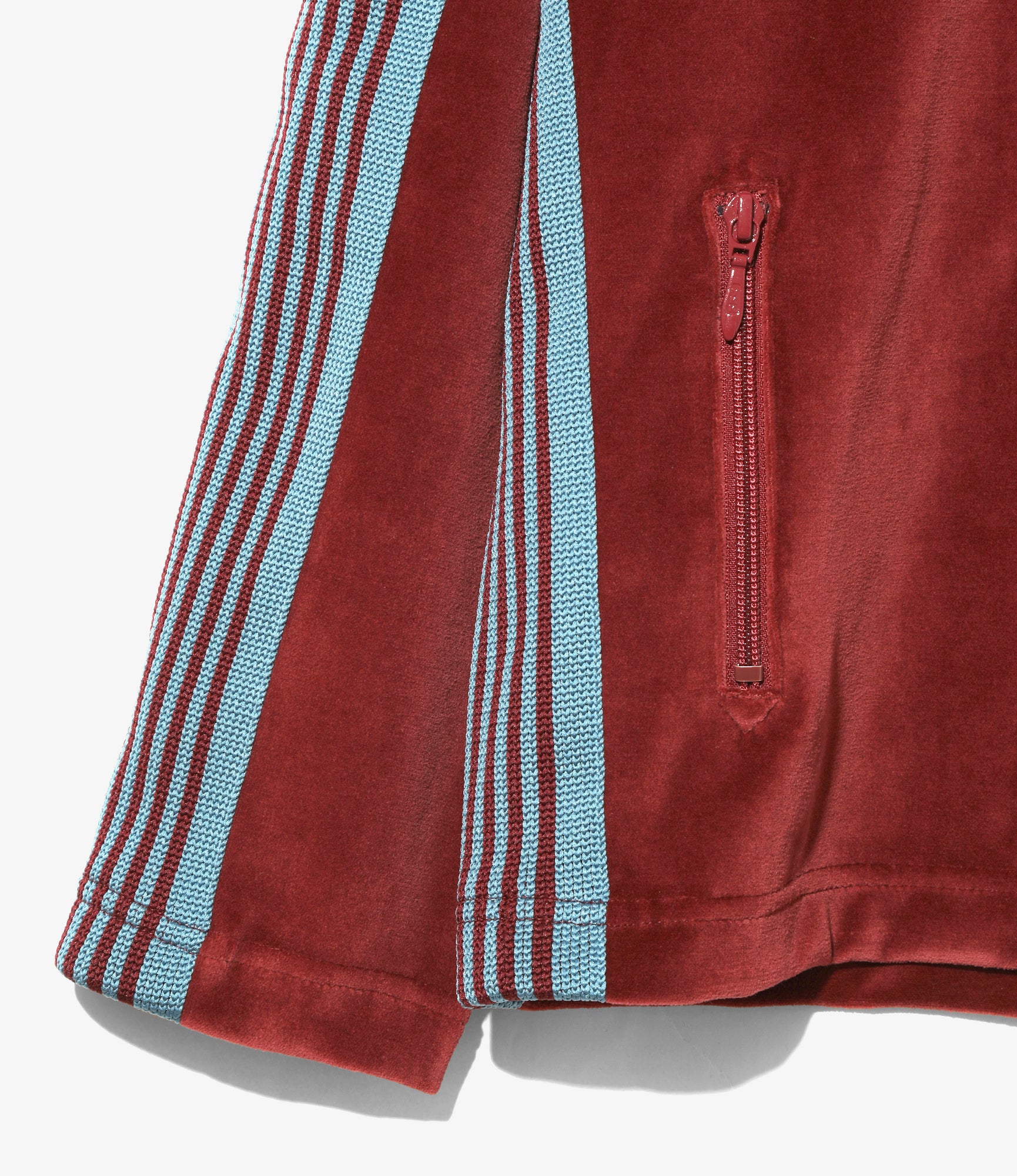 Women's Zipped Track Cardigan - Burgundy - C/PE Velour - Image 4