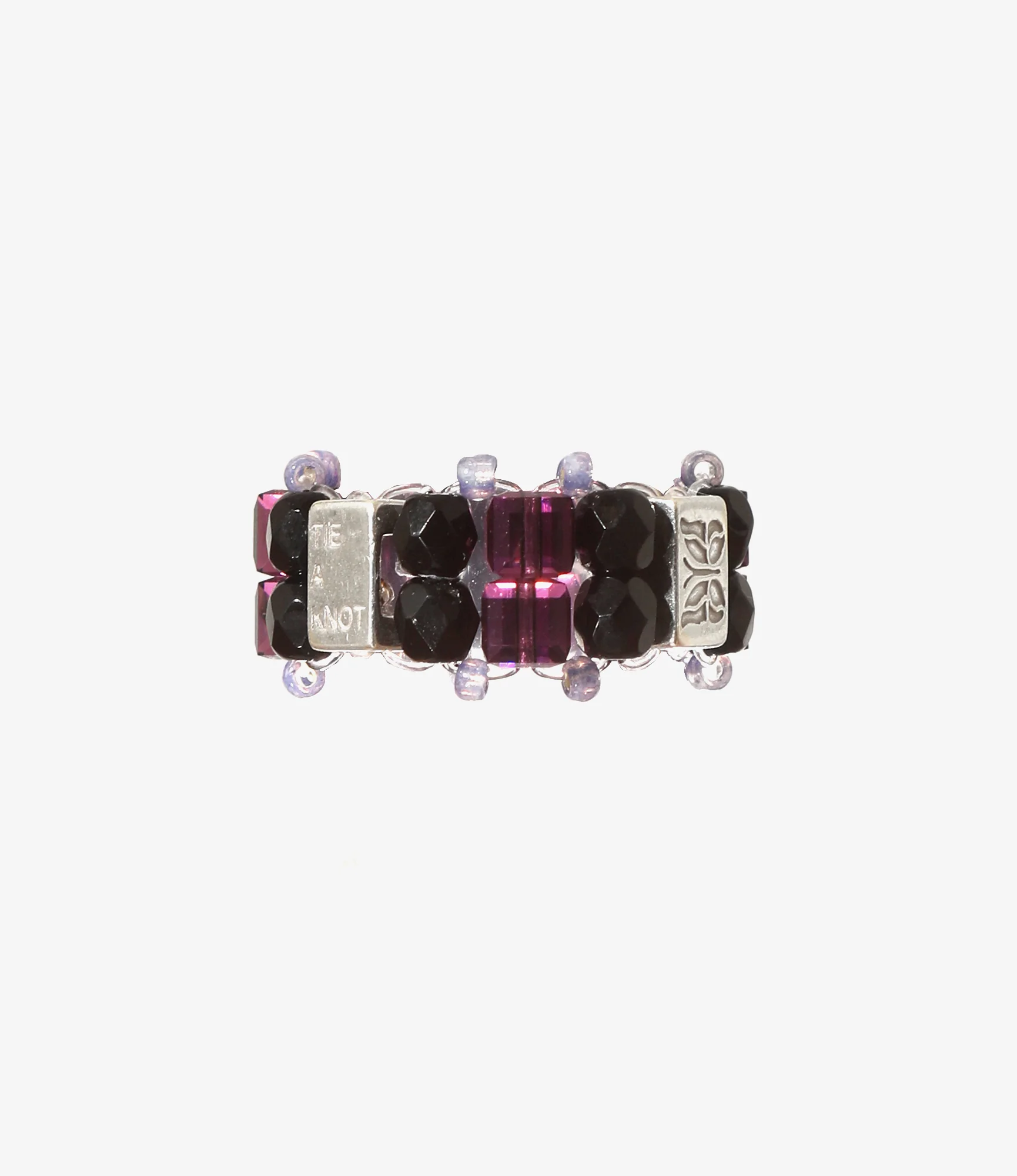 Needles x Tie A Knot - Crystal Beads Double Row Ring - Black x Black - Image 2