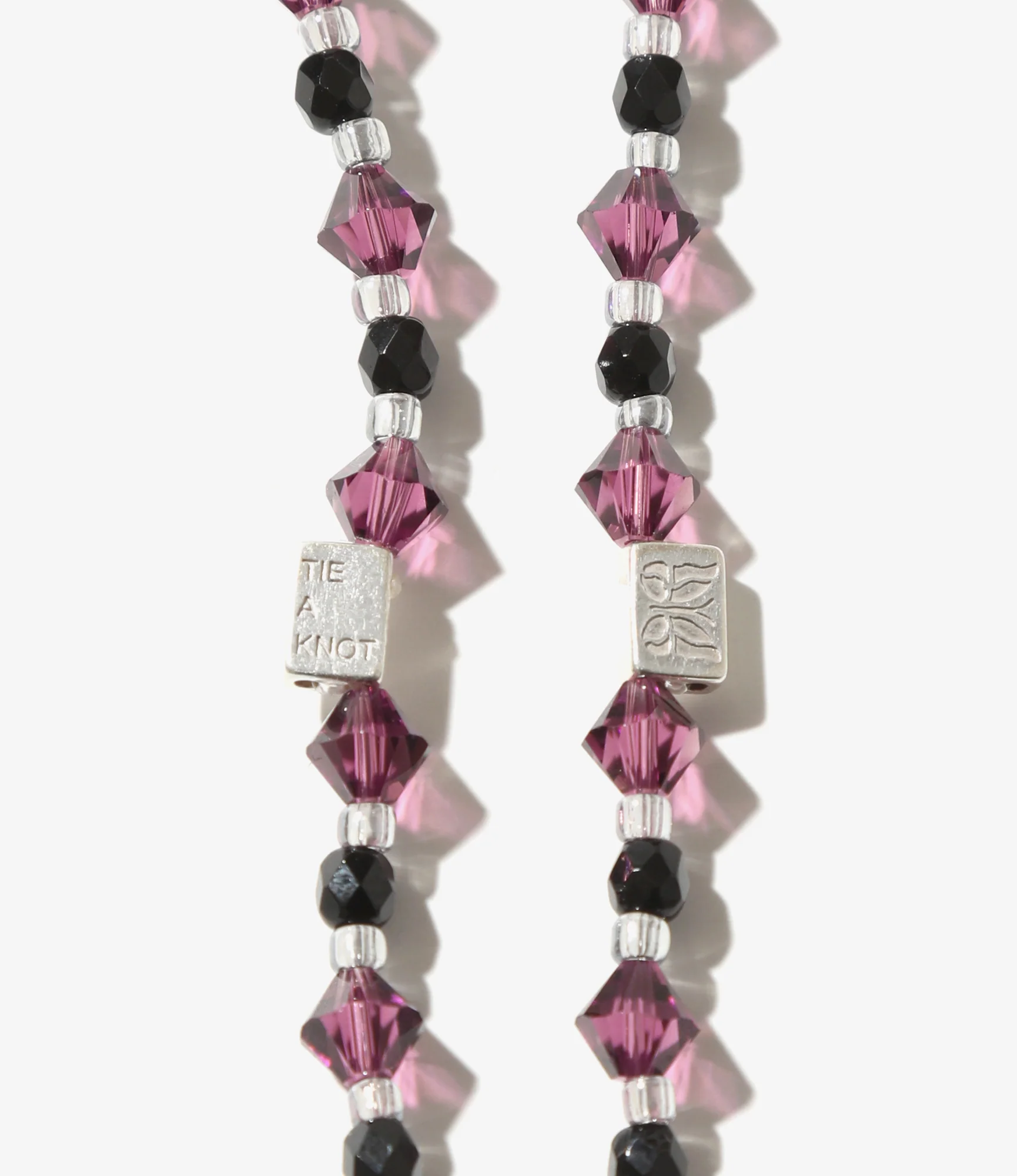 Needles x Tie A Knot - Crystal Beads Long Necklace - Purple x Black - Image 2