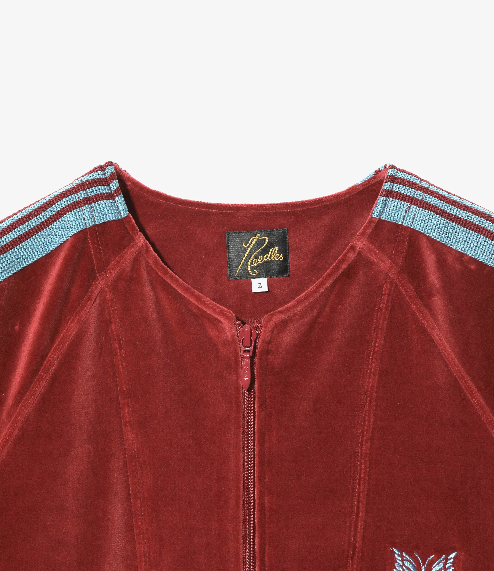 Zipped Track Cardigan - Burgundy - C/PE Velour - Image 3