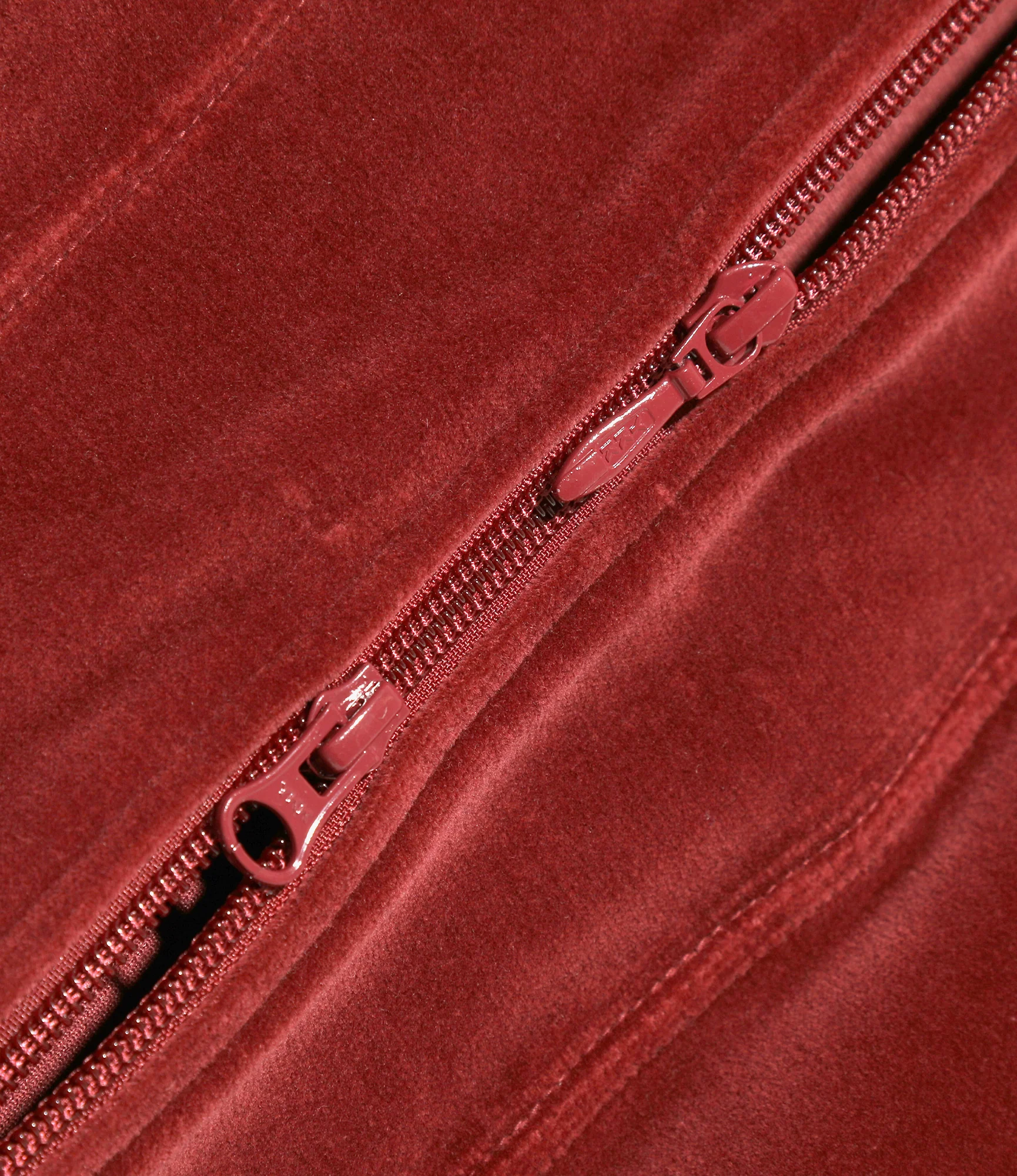 Zipped Track Cardigan - Burgundy - C/PE Velour - Image 5