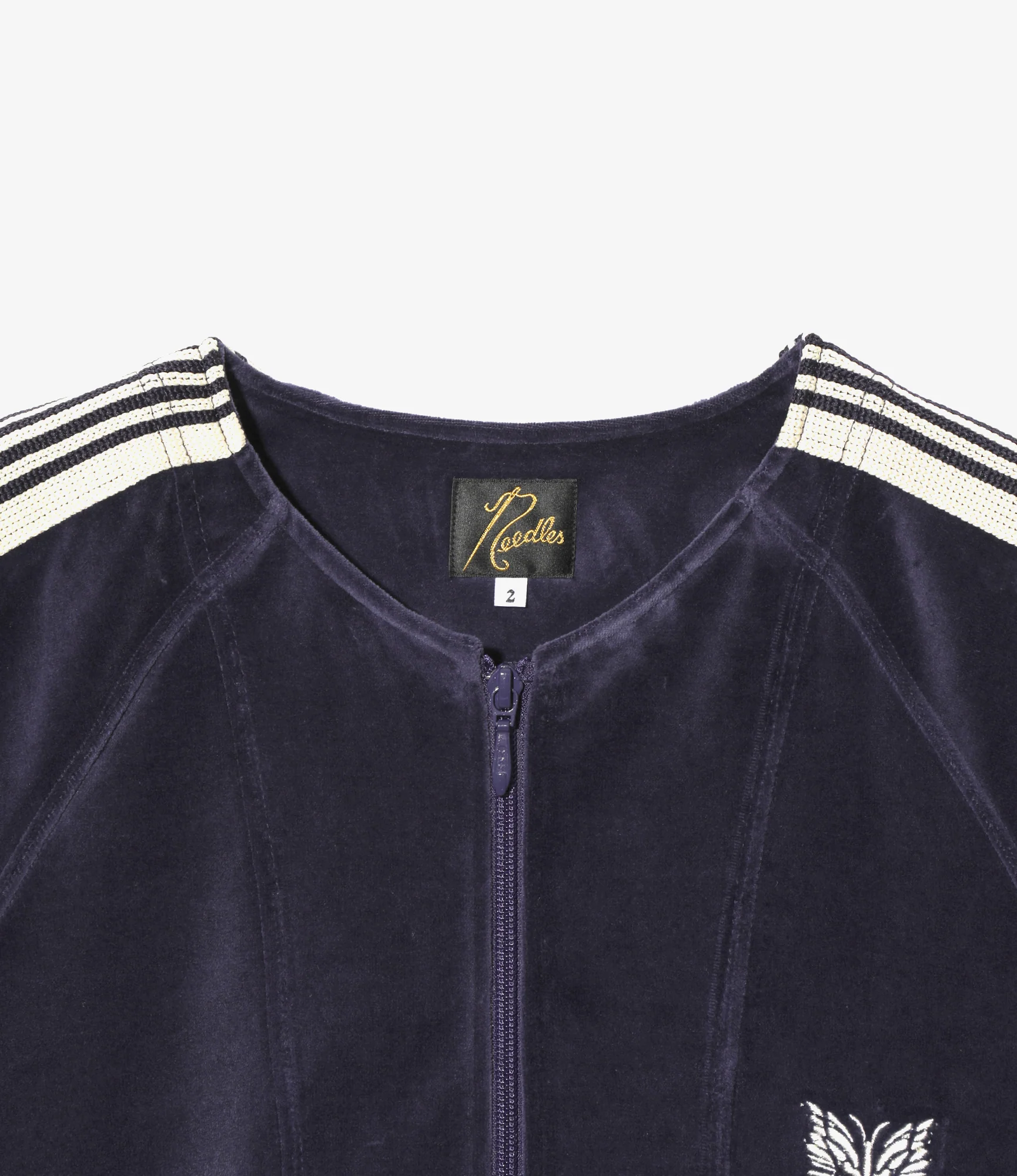 Zipped Track Cardigan - Navy - C/PE Velour - Image 3