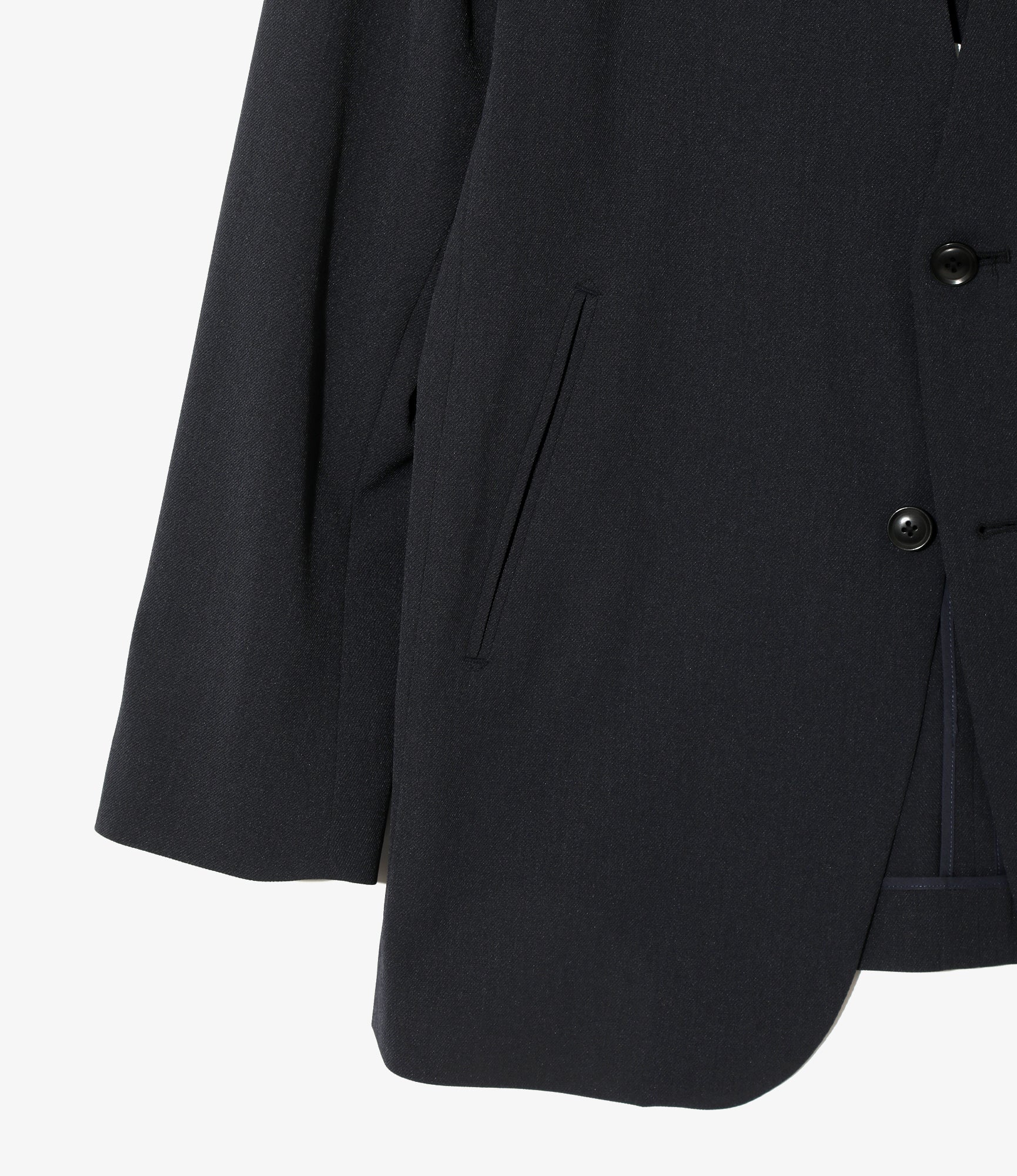 No Collar 2B Jacket - Navy - Poly Twill - Image 3