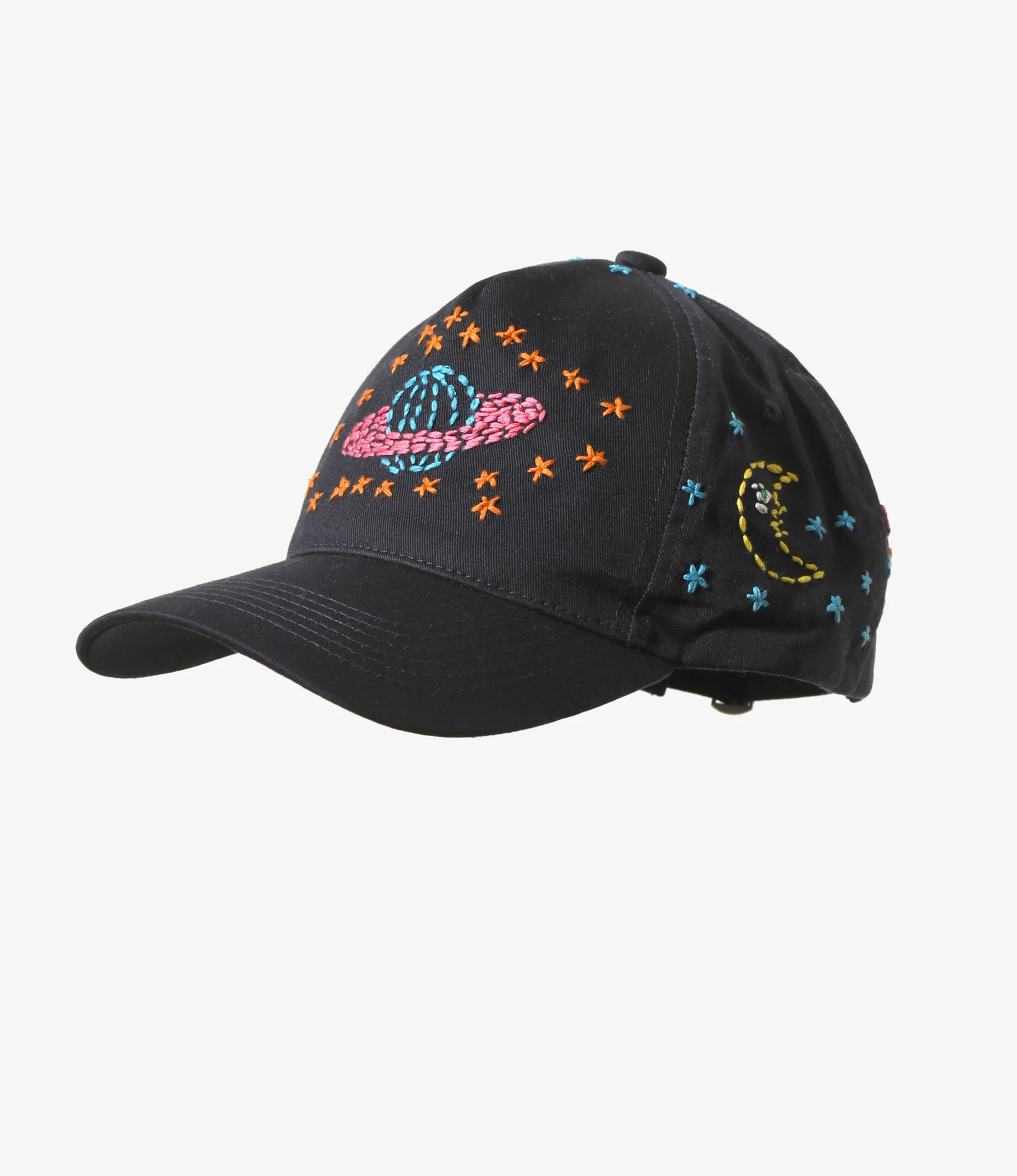 Embroidered Cap - Navy - Saturn & Moon