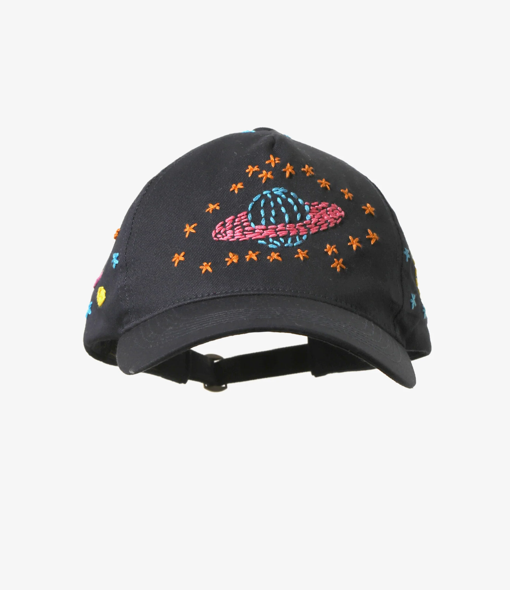 Embroidered Cap - Navy - Saturn & Moon - Image 2