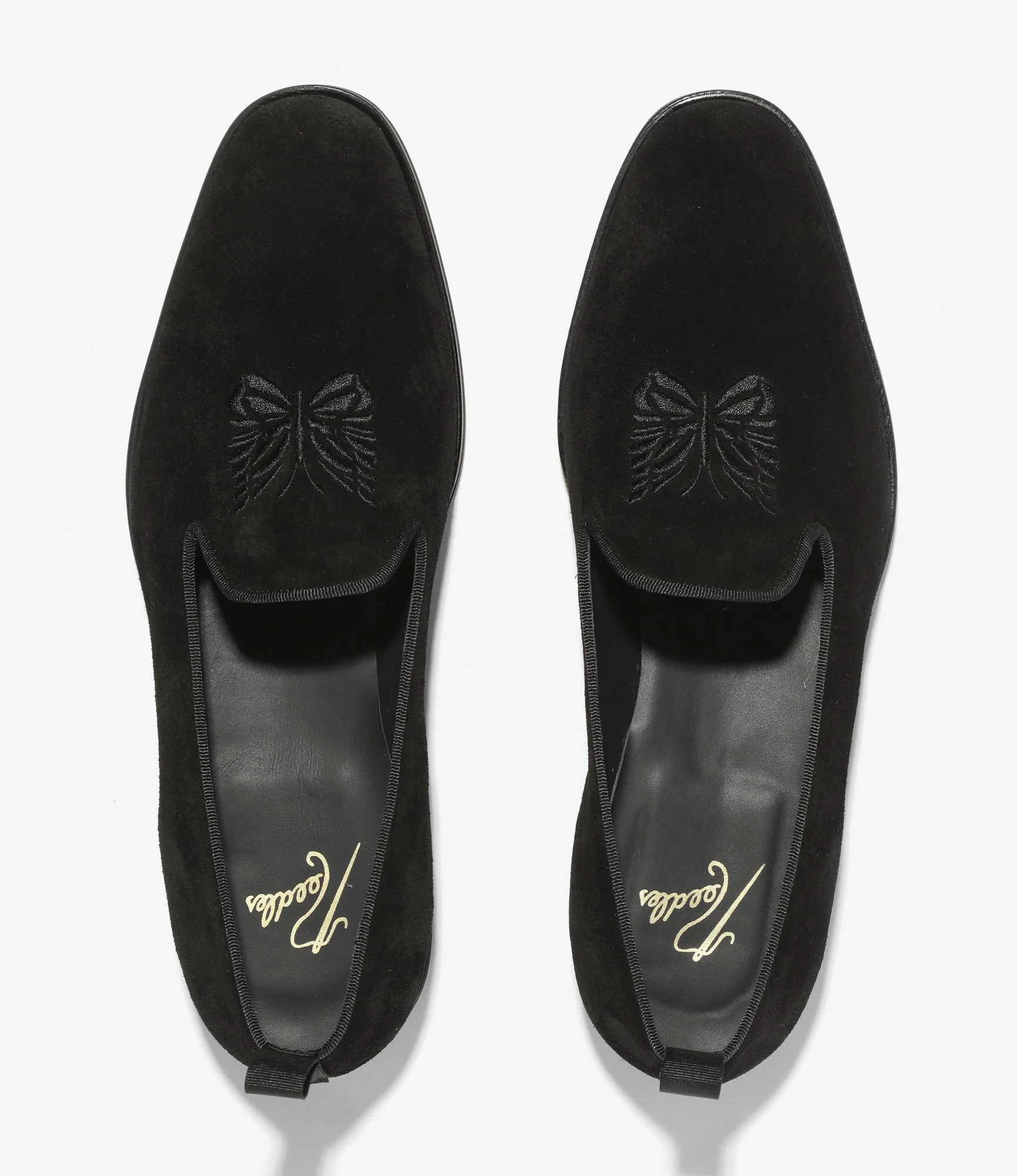 Papillon Emb. Slip-on - Black - Suede - Image 2