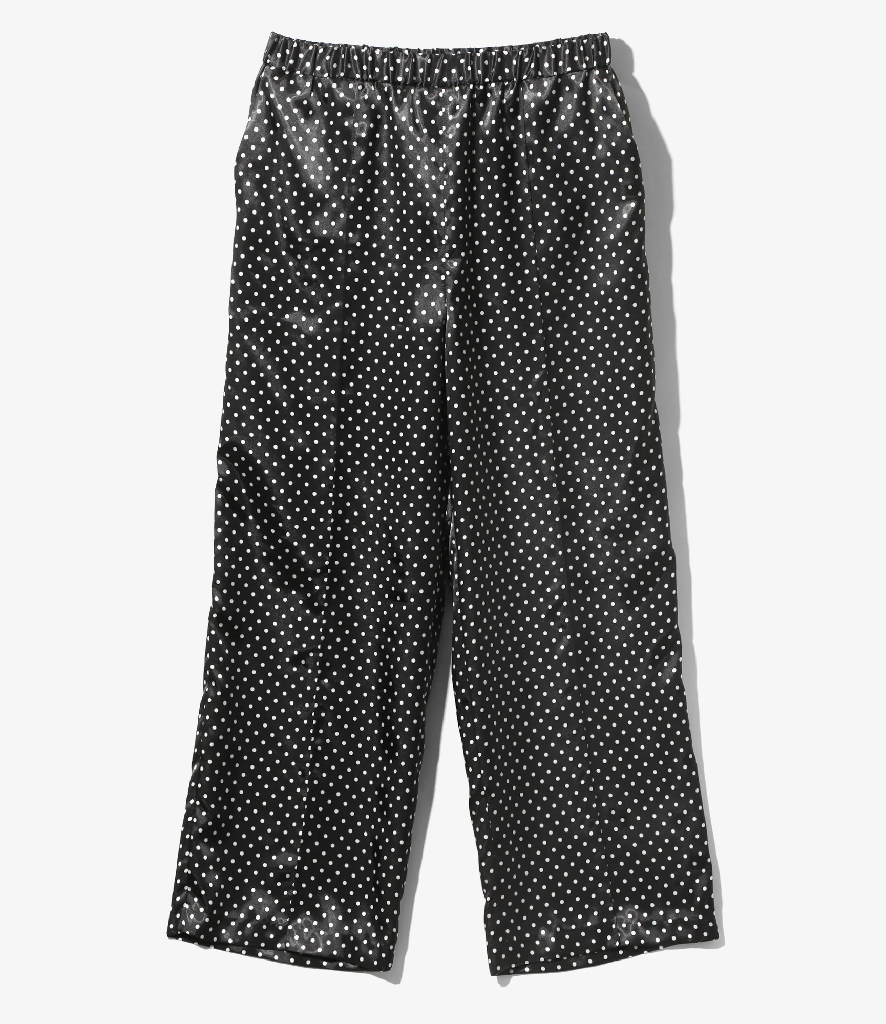 Pin Tuck Flare Pants - Black - Polka Dots Sateen