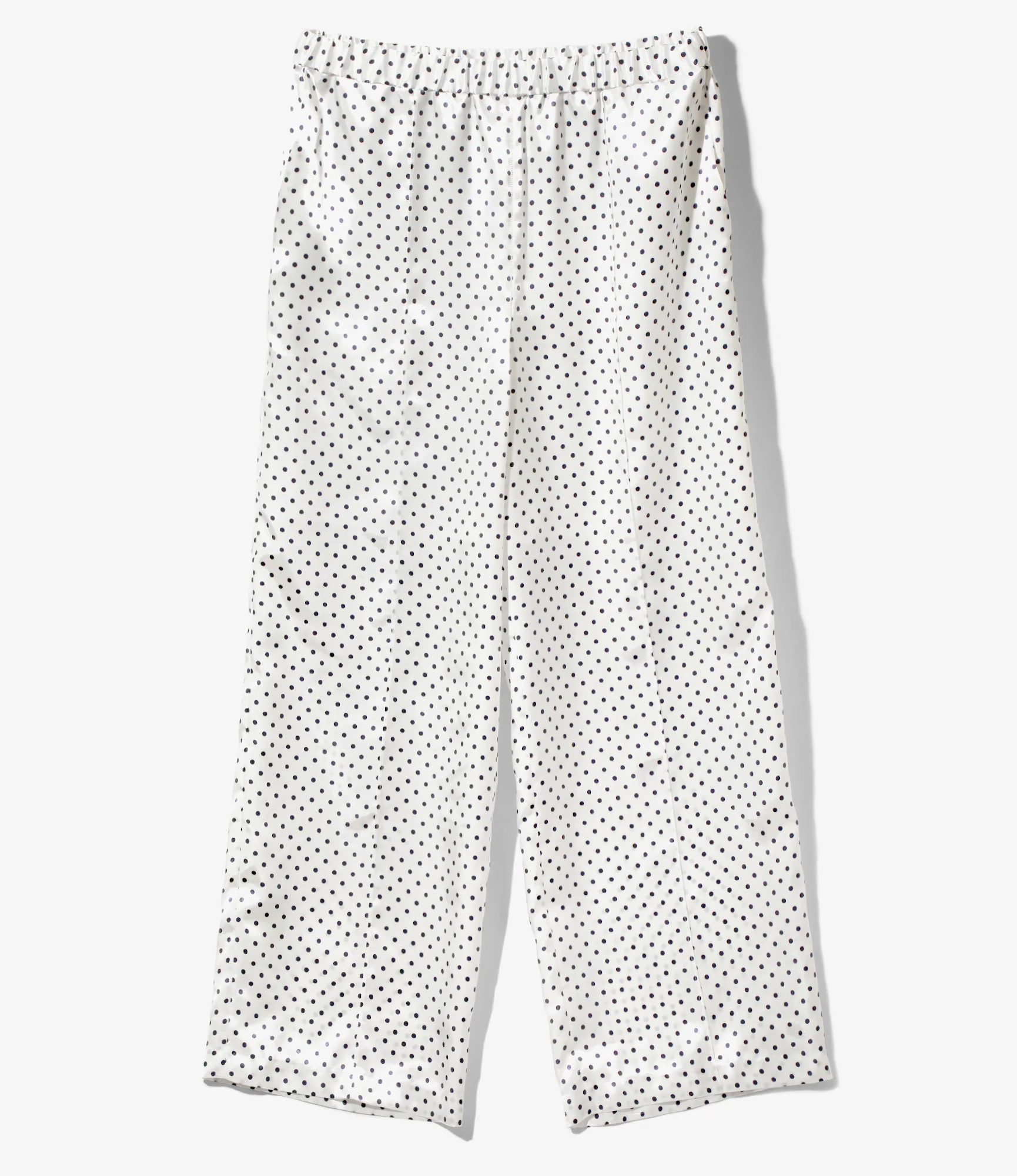 Pin Tuck Flare Pants - White - Polka Dots Sateen