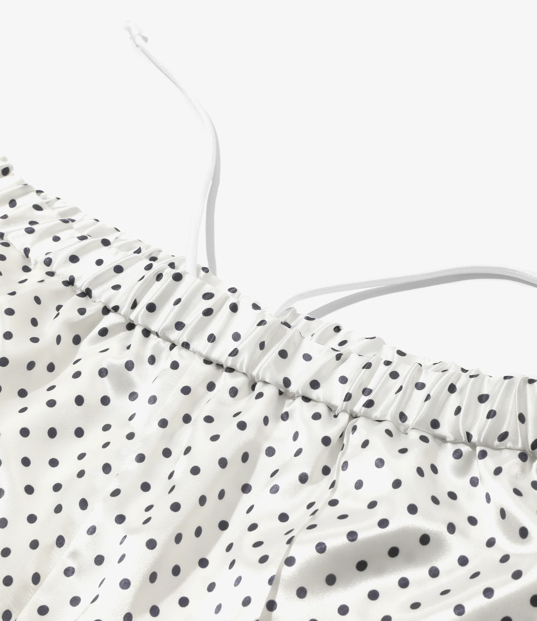 Pin Tuck Flare Pants - White - Polka Dots Sateen - Image 2