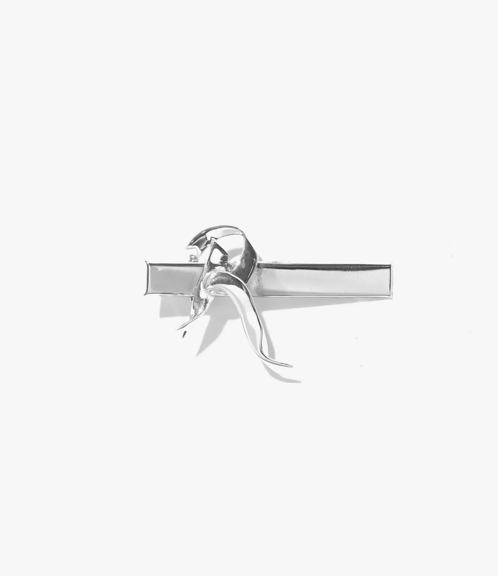 "R" Ribbon Hair Clip - Silver