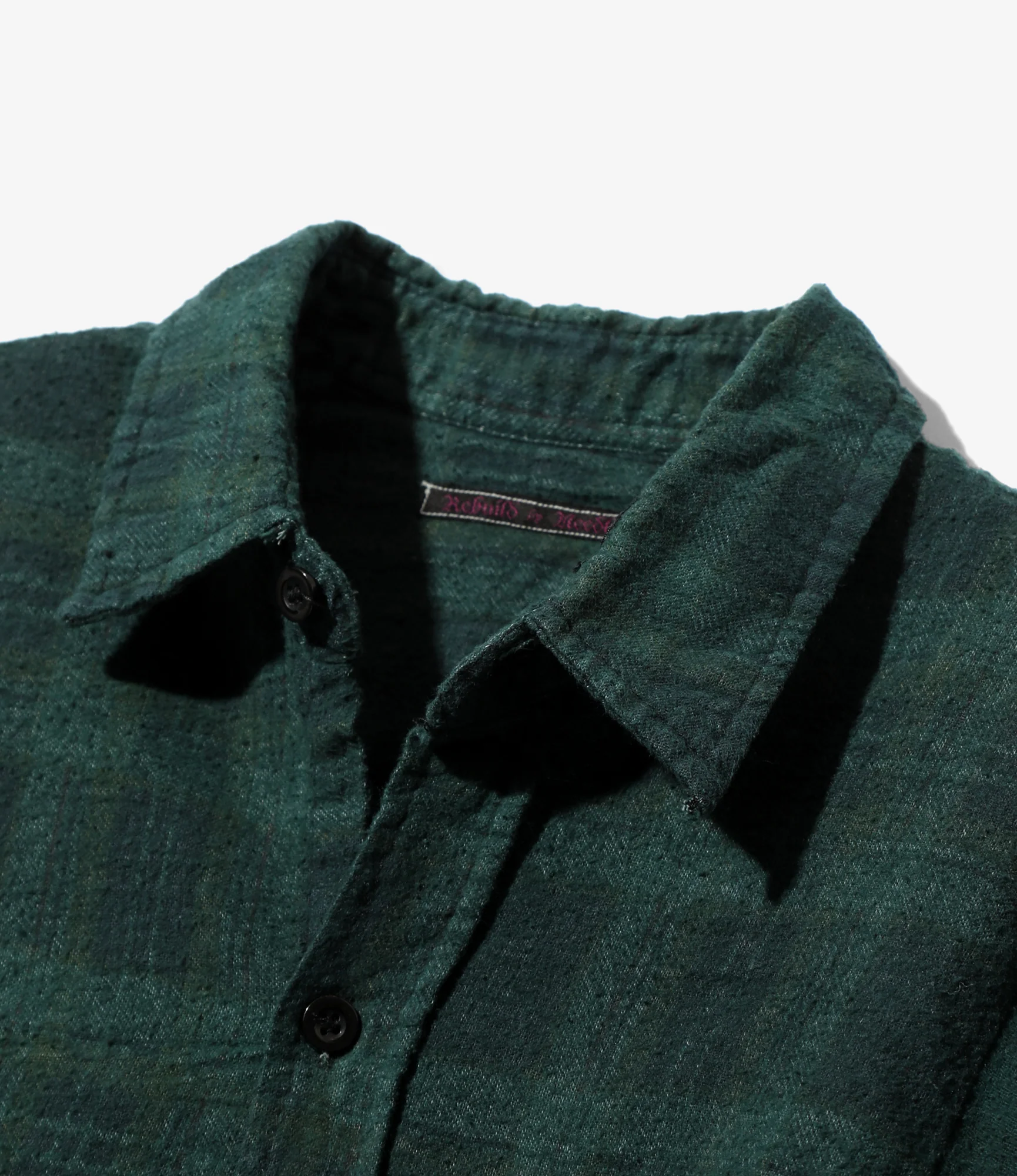 Flannel Shirt -> 7 Cuts Wide Shirt / Over Dye - Dk. Green - Image 2