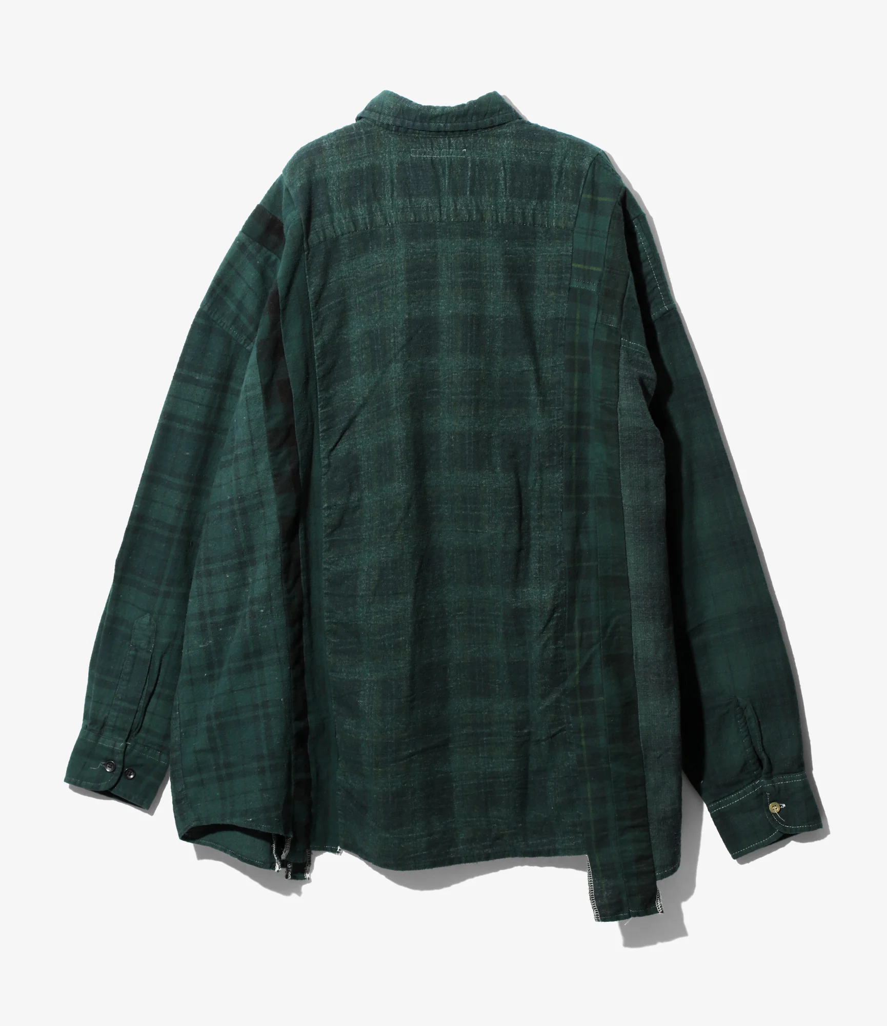 Flannel Shirt -> 7 Cuts Wide Shirt / Over Dye - Dk. Green - Image 4