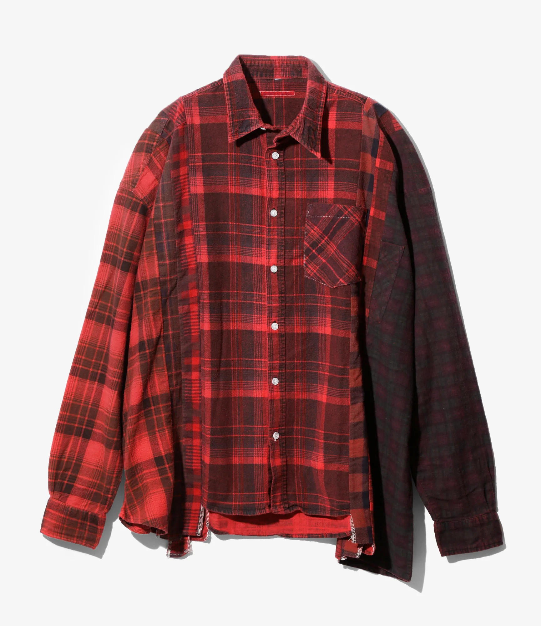 Flannel Shirt -> 7 Cuts Wide Shirt / Over Dye - Red