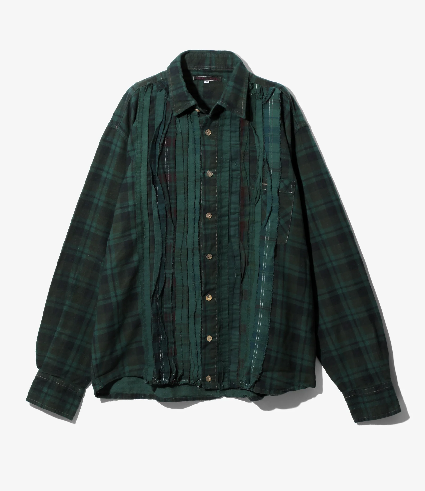 Flannel Shirt -> Ribbon Shirt / Over Dye - Dk.Green