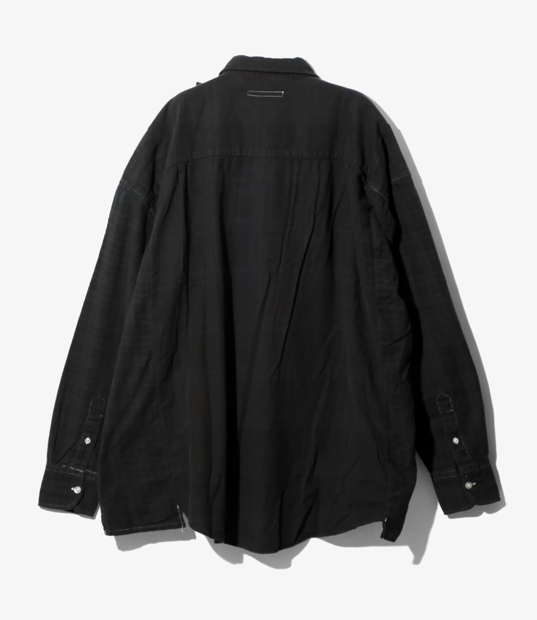 Flannel Shirt -> Ribbon Wide Shirt / Over Dye - Black - Image 2