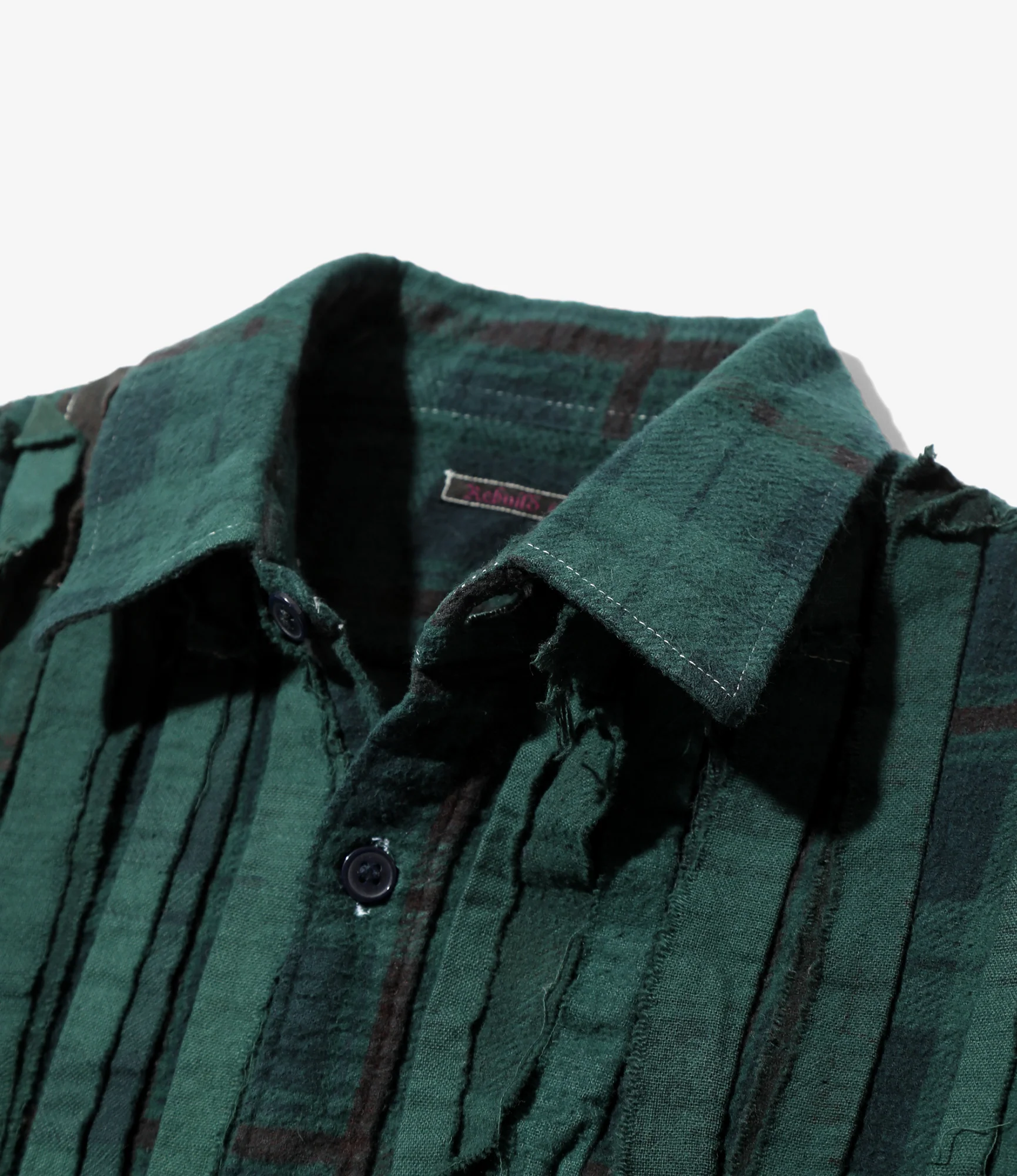 Flannel Shirt -> Ribbon Wide Shirt / Over Dye - Dk.Green - Image 2