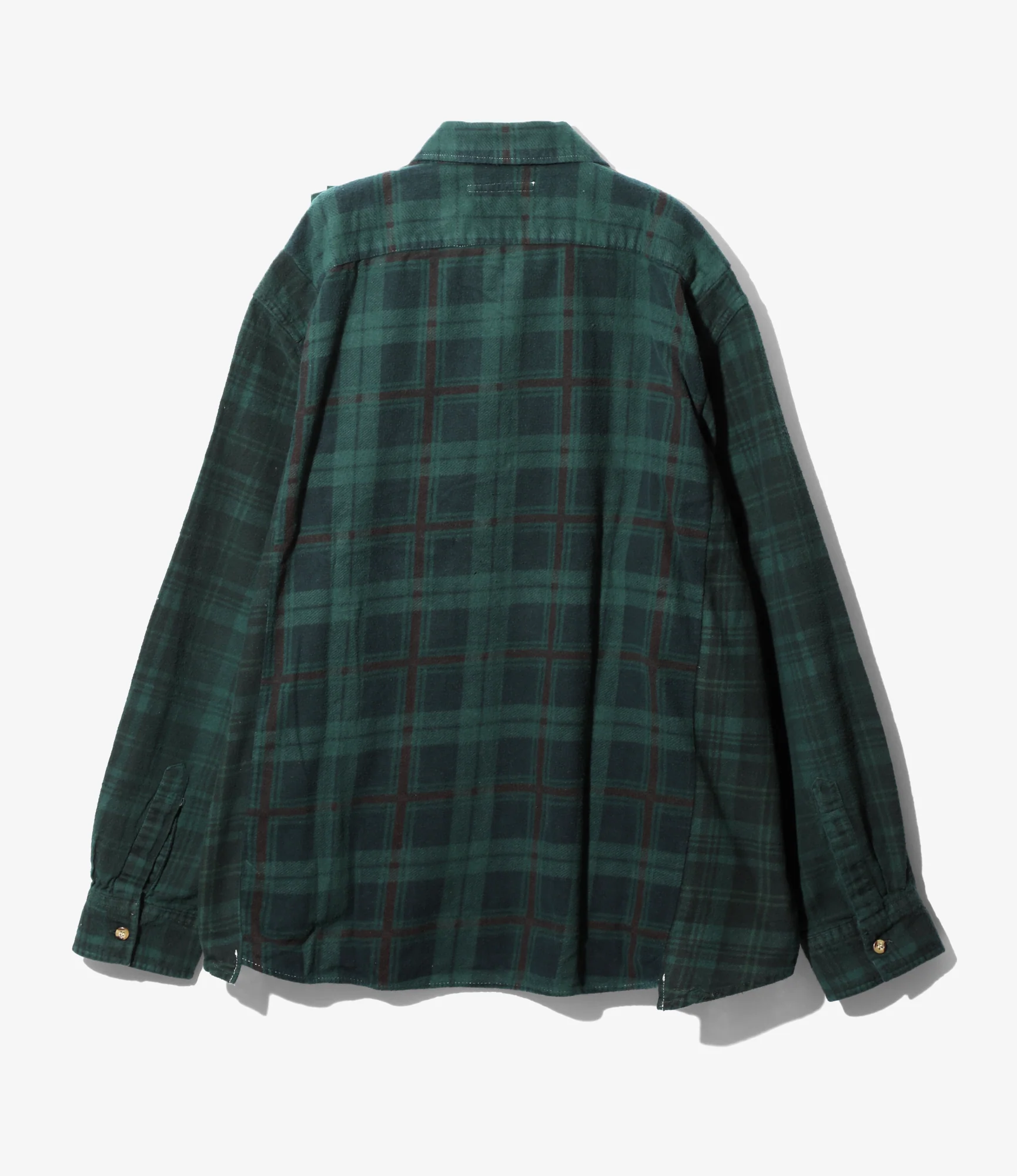 Flannel Shirt -> Ribbon Wide Shirt / Over Dye - Dk.Green - Image 4