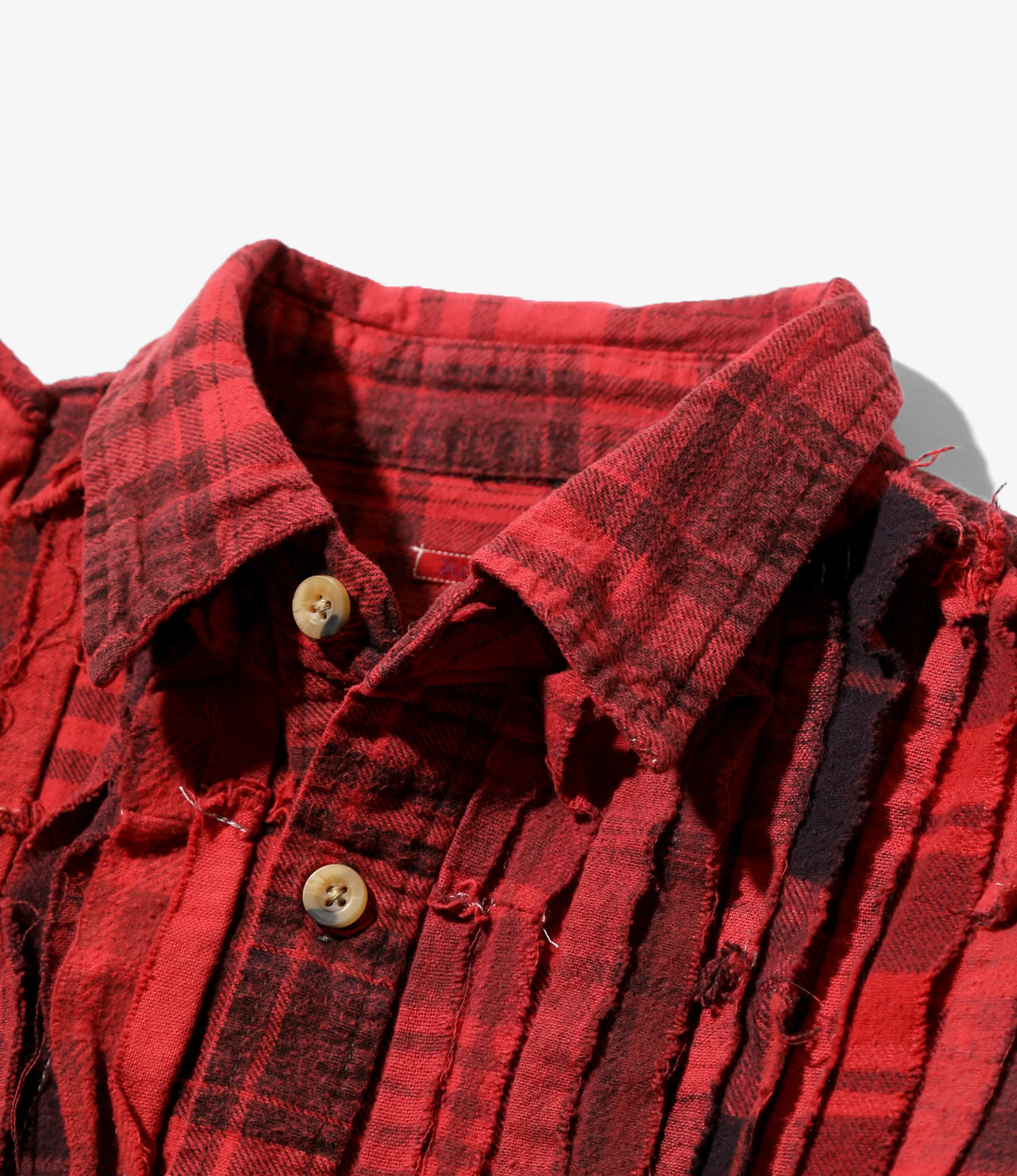 Flannel Shirt -> Ribbon Wide Shirt / Over Dye - Red - Image 2