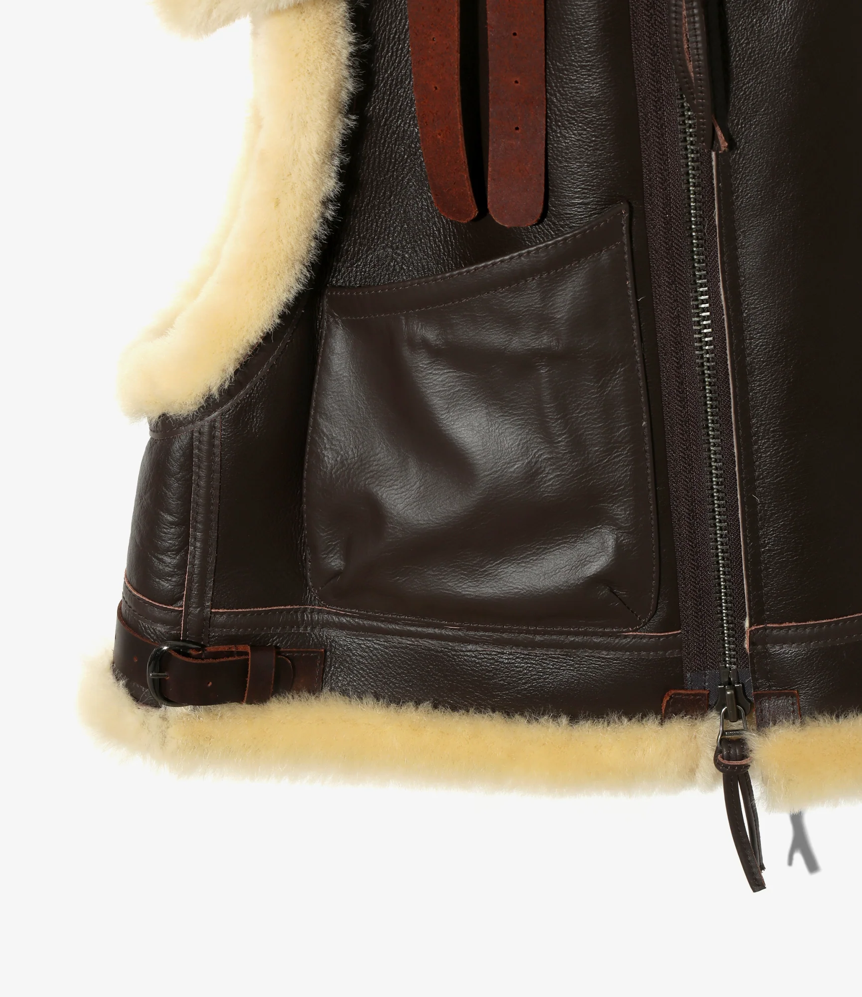 B-3 Type Vest - Dk. Brown - NZL Mouton - Image 4