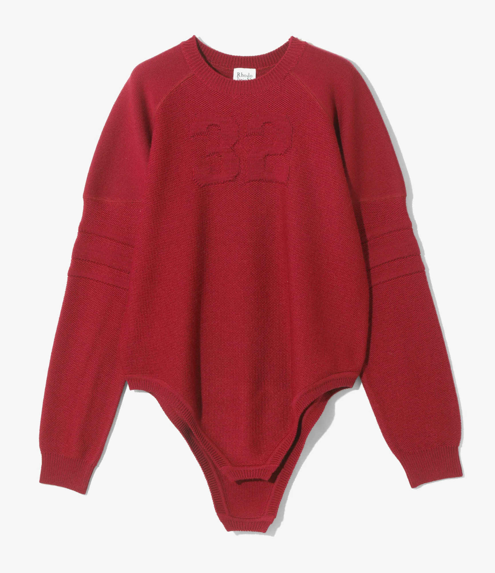 Embossed Bodysuit Sweater - Red