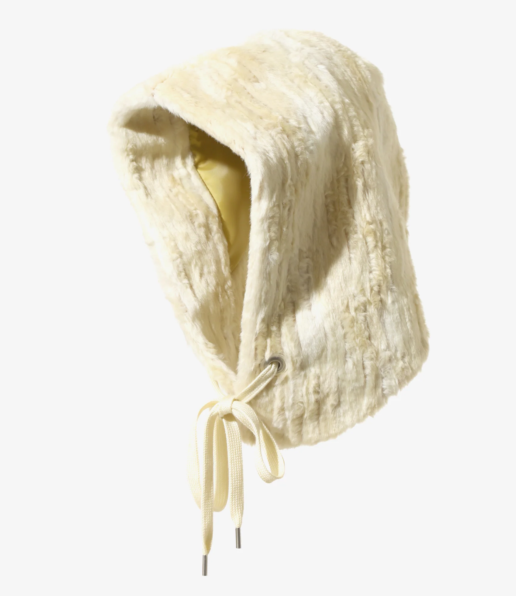 Faux Fur Hoody Scarf - Natural - Eco Fur