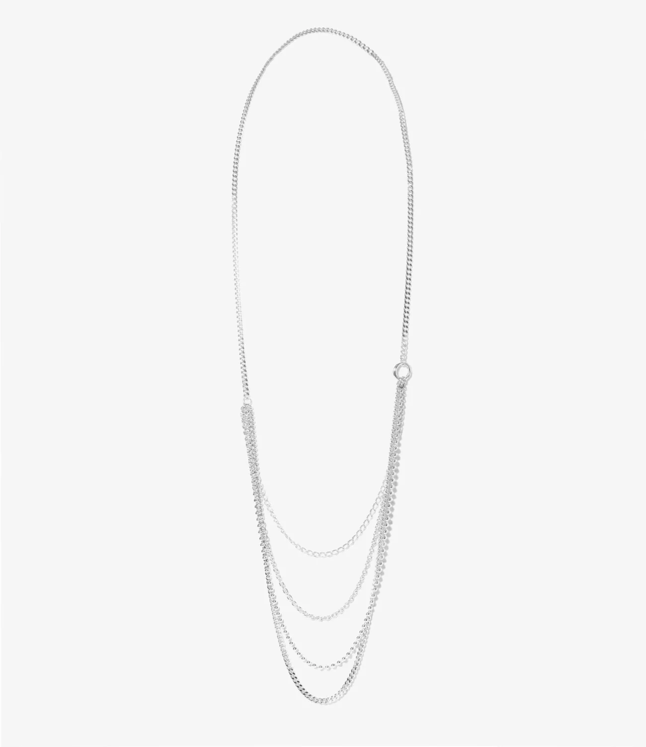 Multi Long Necklace - Silver - Chain