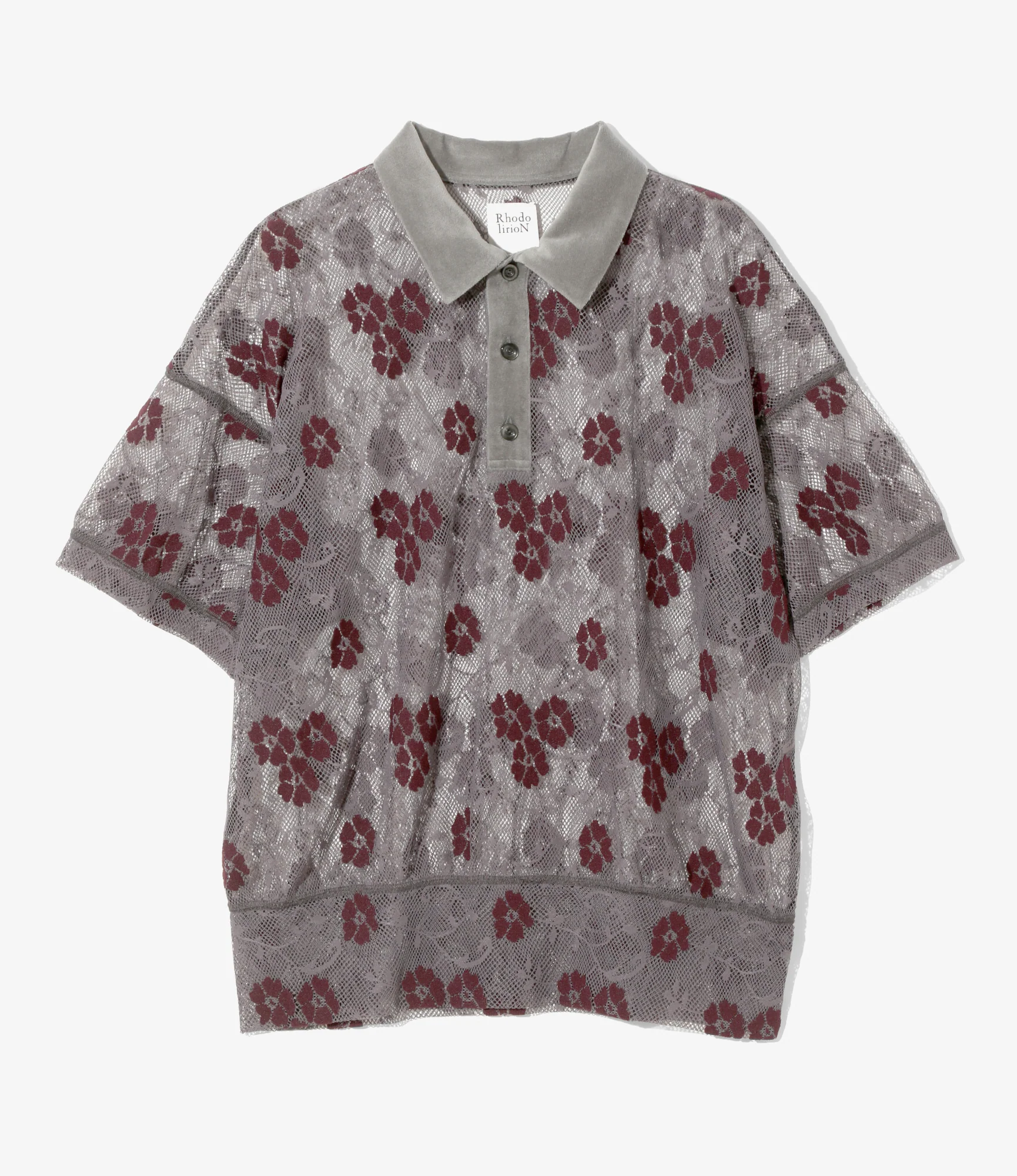 Polo Shirt - Grey - Flower Lace