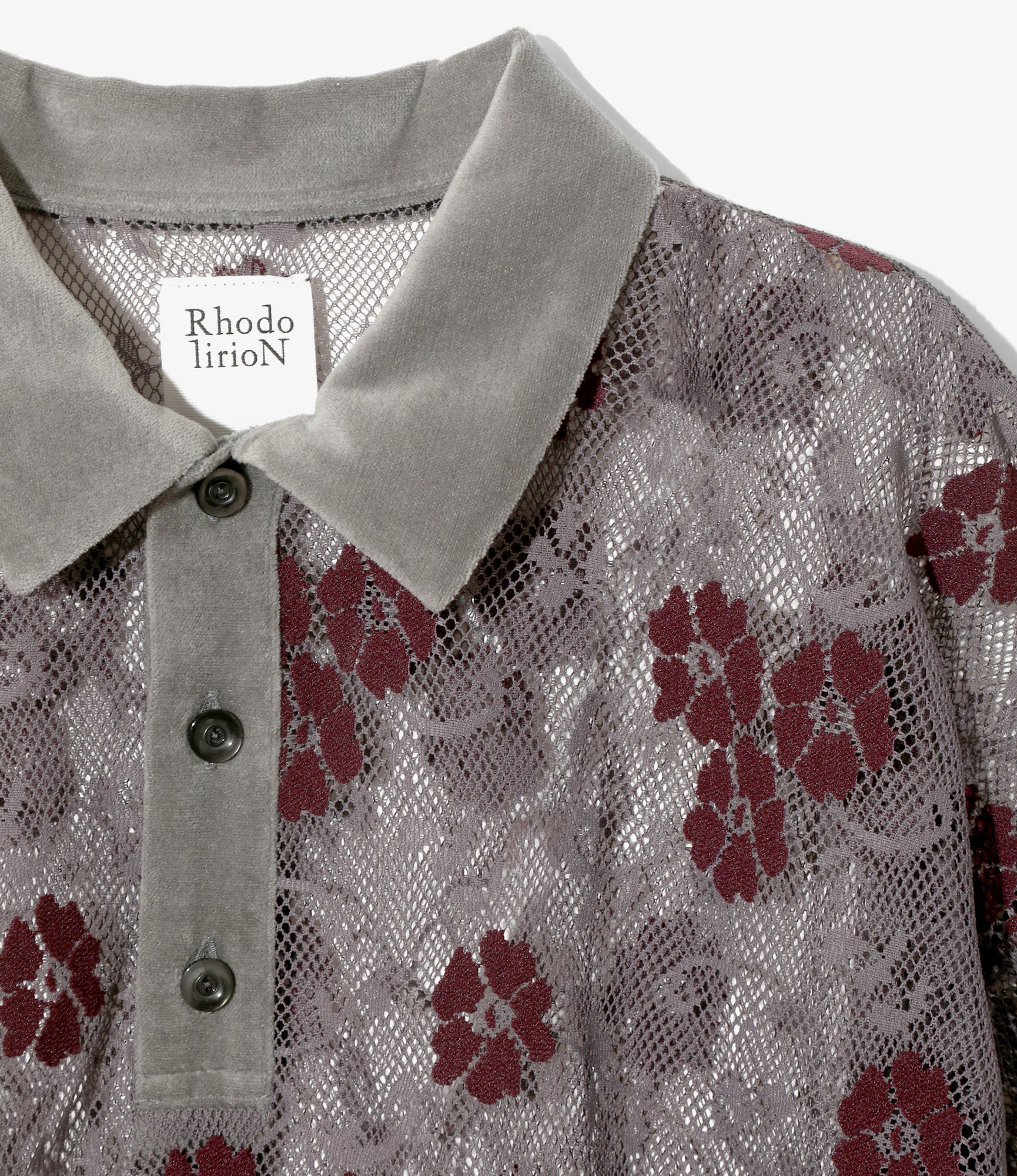 Polo Shirt - Grey - Flower Lace - Image 2