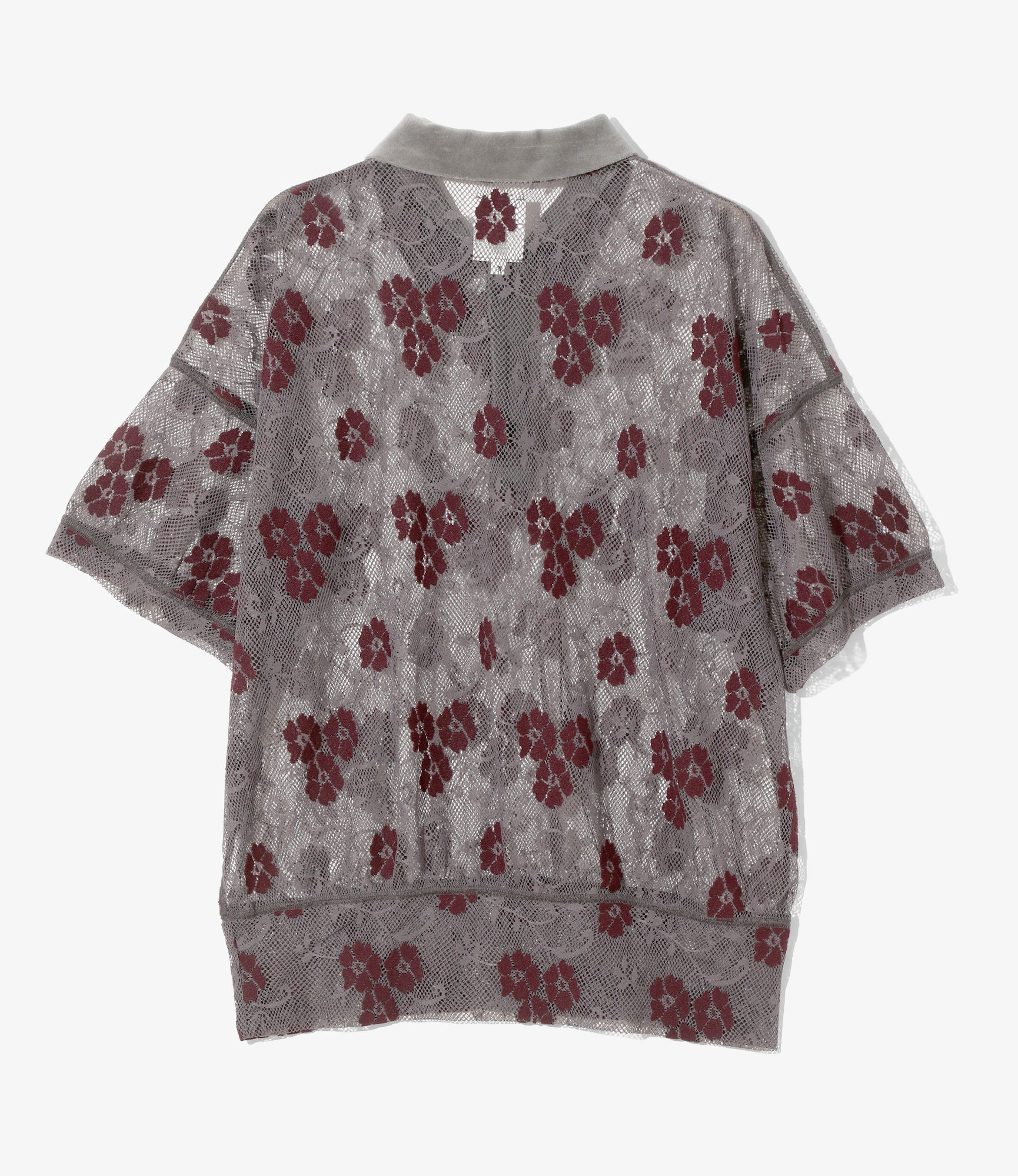 Polo Shirt - Grey - Flower Lace - Image 3