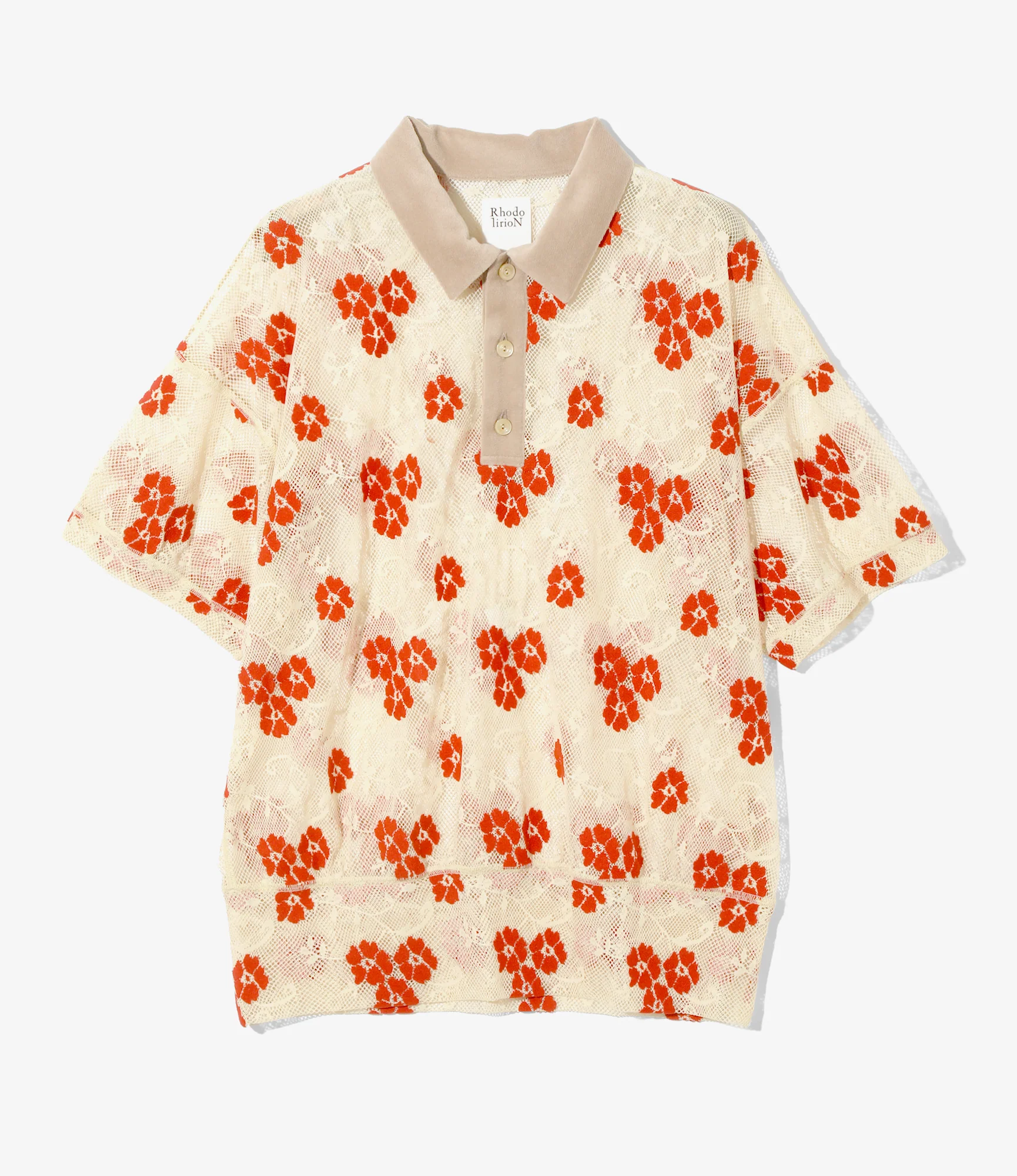 Polo Shirt - Ivory - Flower Lace