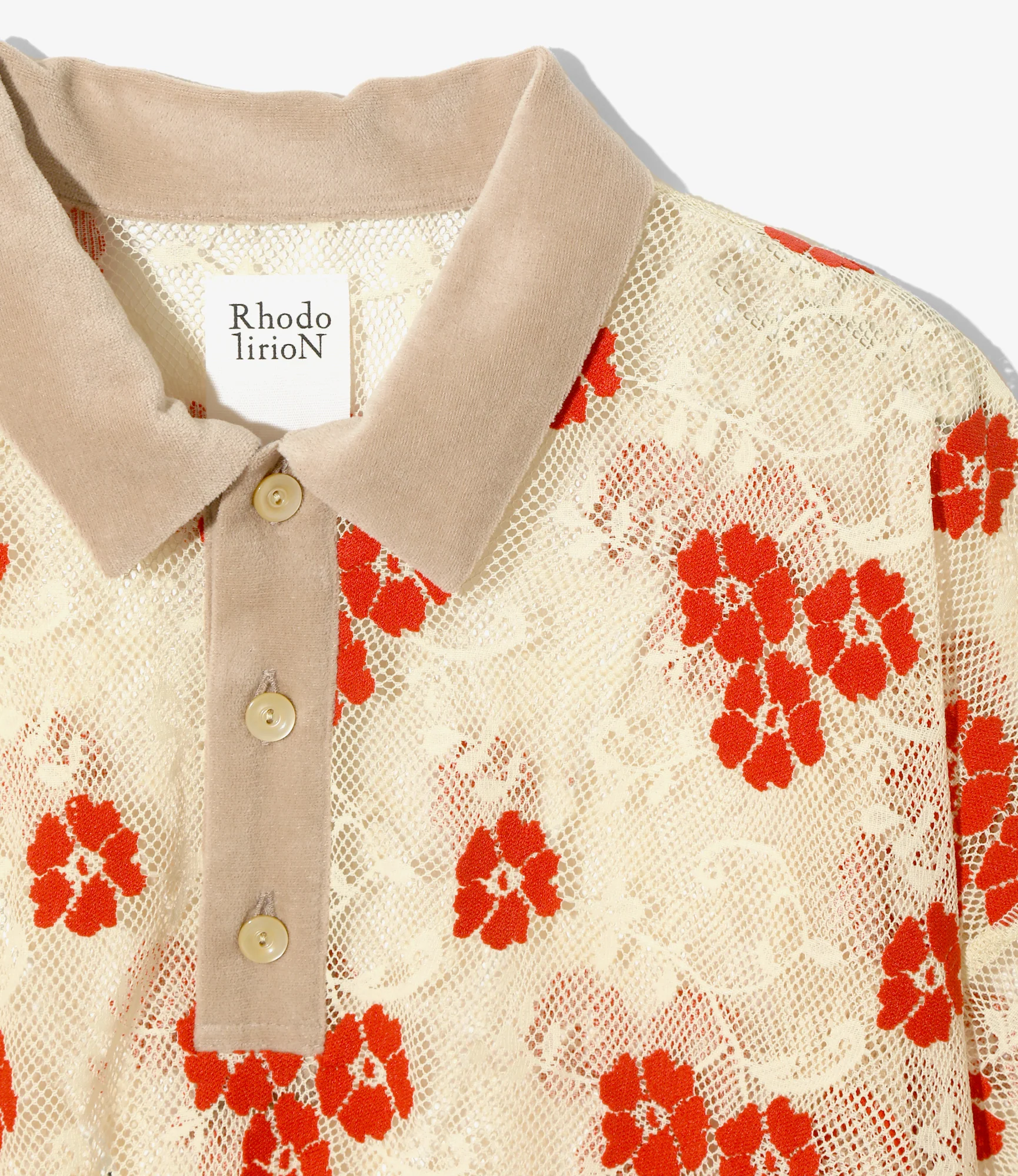 Polo Shirt - Ivory - Flower Lace - Image 2