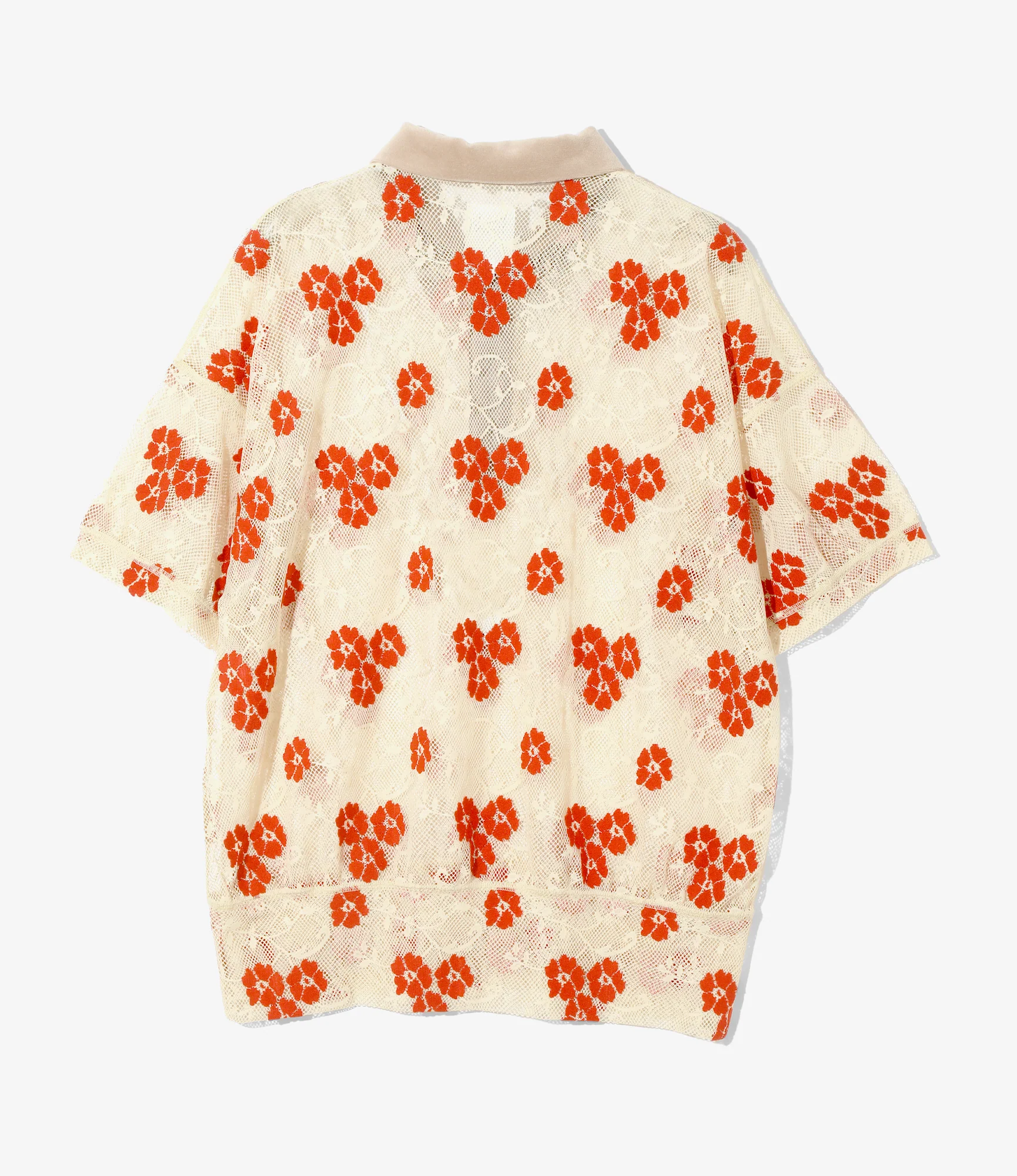 Polo Shirt - Ivory - Flower Lace - Image 3