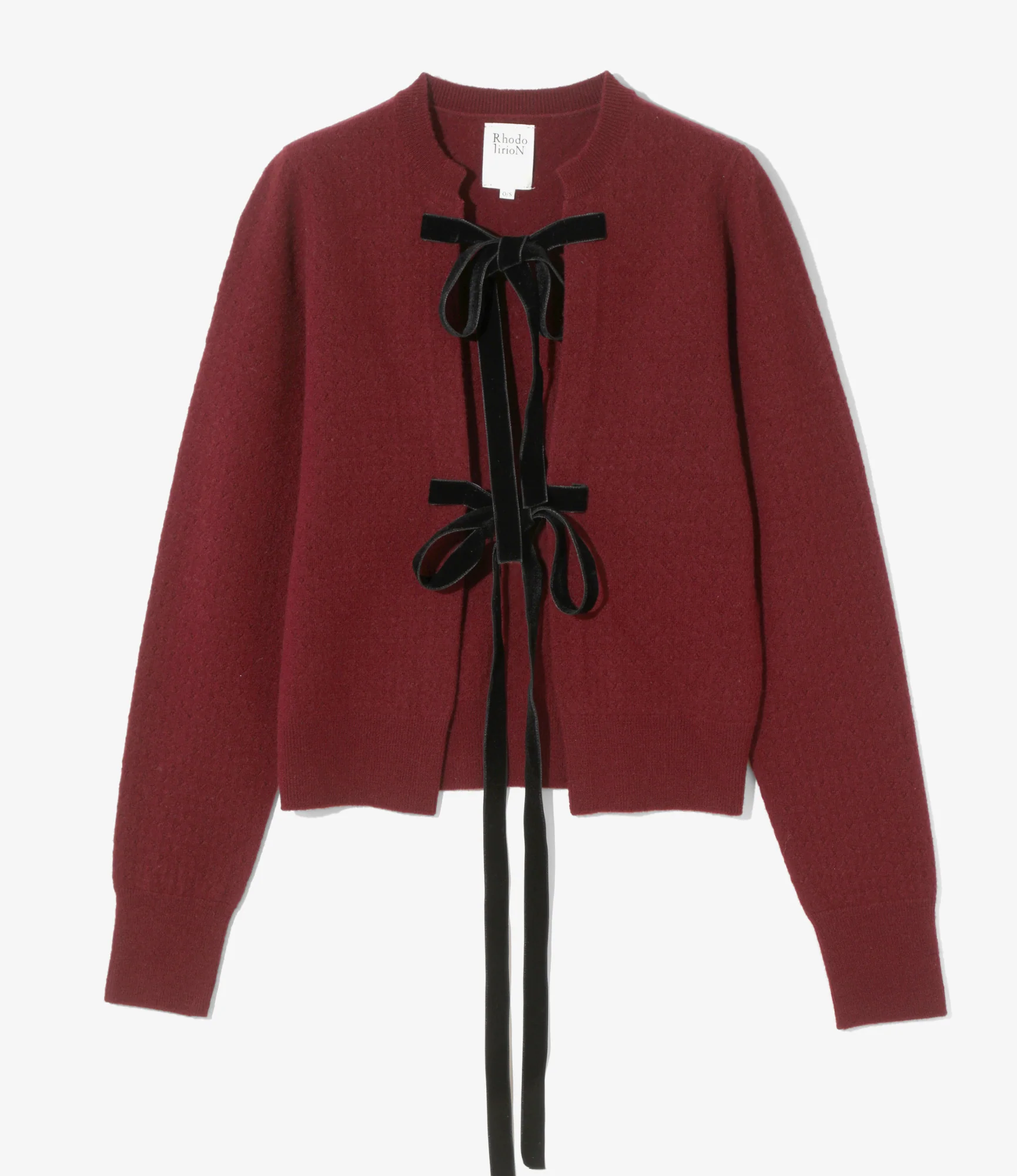 Ribbon Cardigan - Burgundy - Boiled Knit