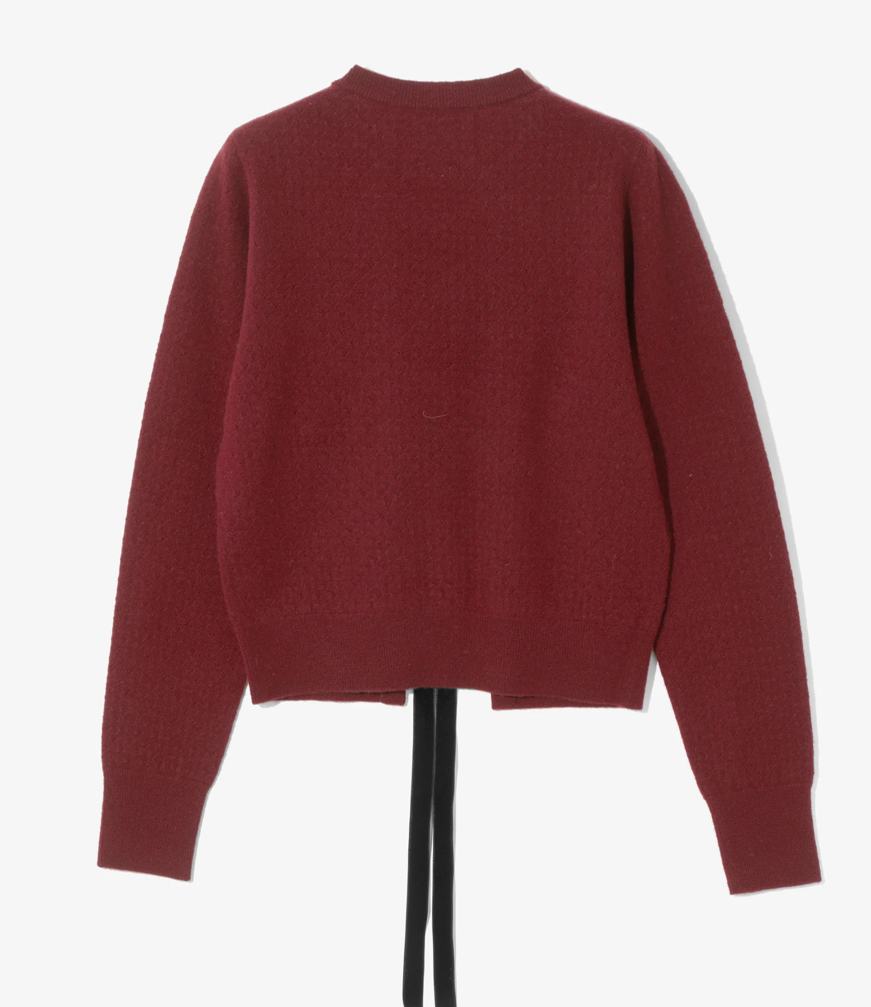 Ribbon Cardigan - Burgundy - Boiled Knit - Image 4