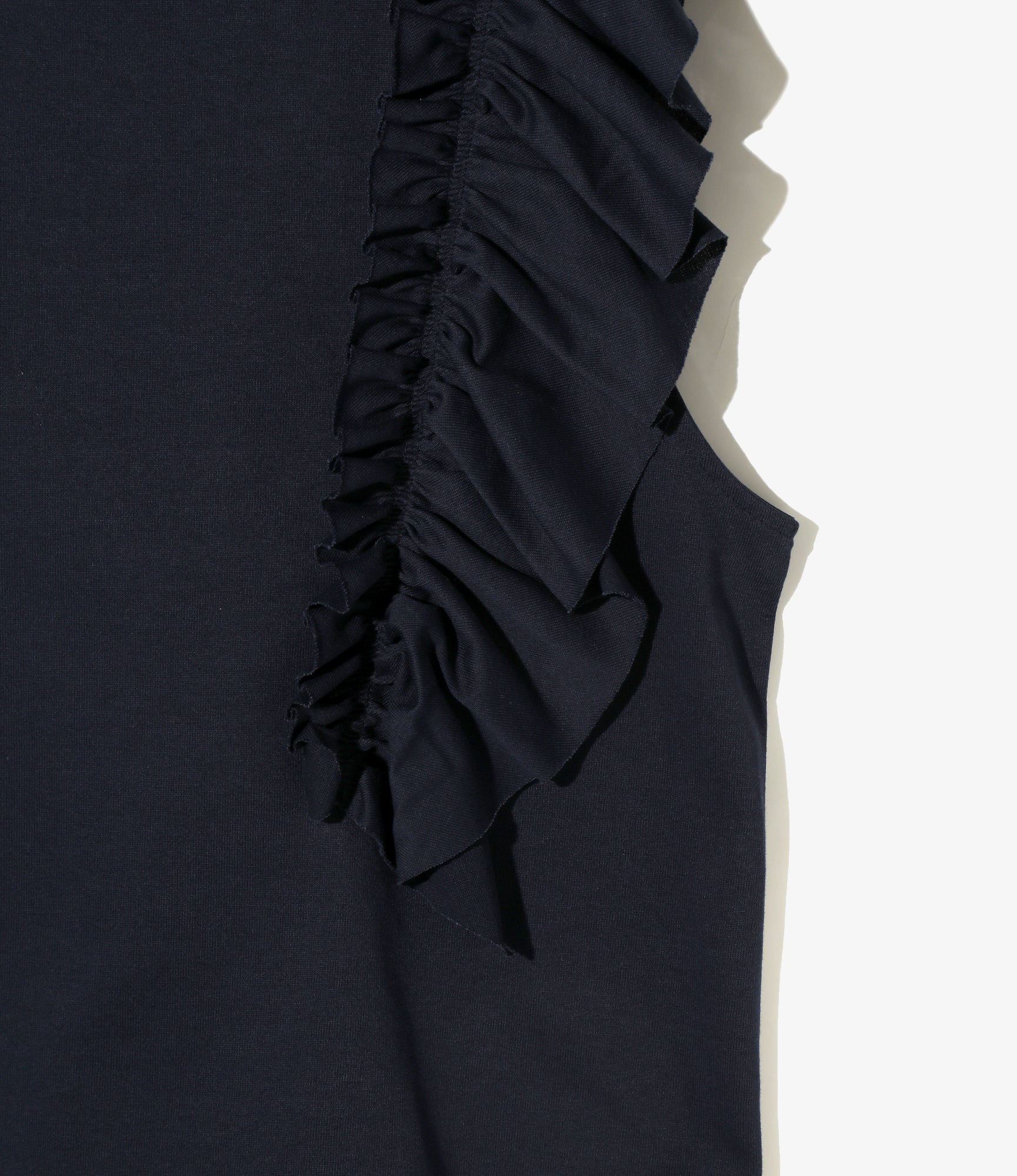Swallow Asymmetric Frill Sleeve Top - Navy - Image 2
