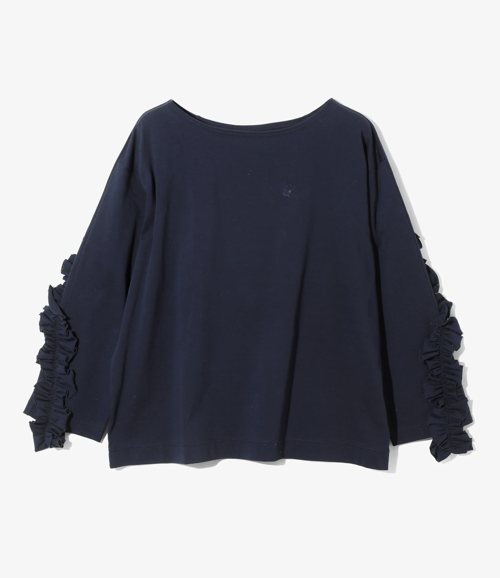 Swallow Frill Basque Shirt - Navy