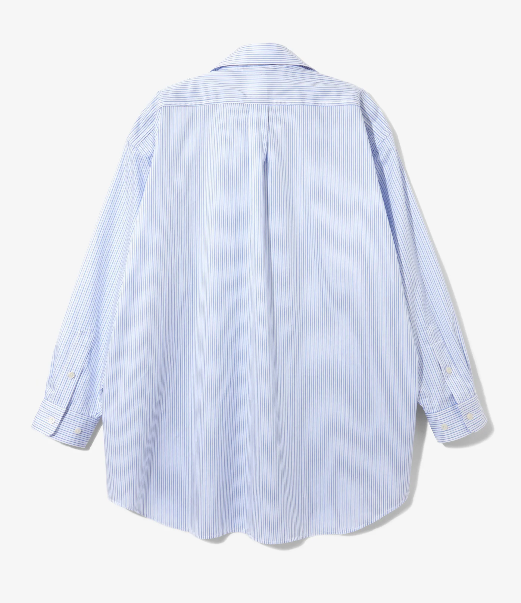 Women's Double Layer Button-down Shirt Dress - White - Stripe - Image 5
